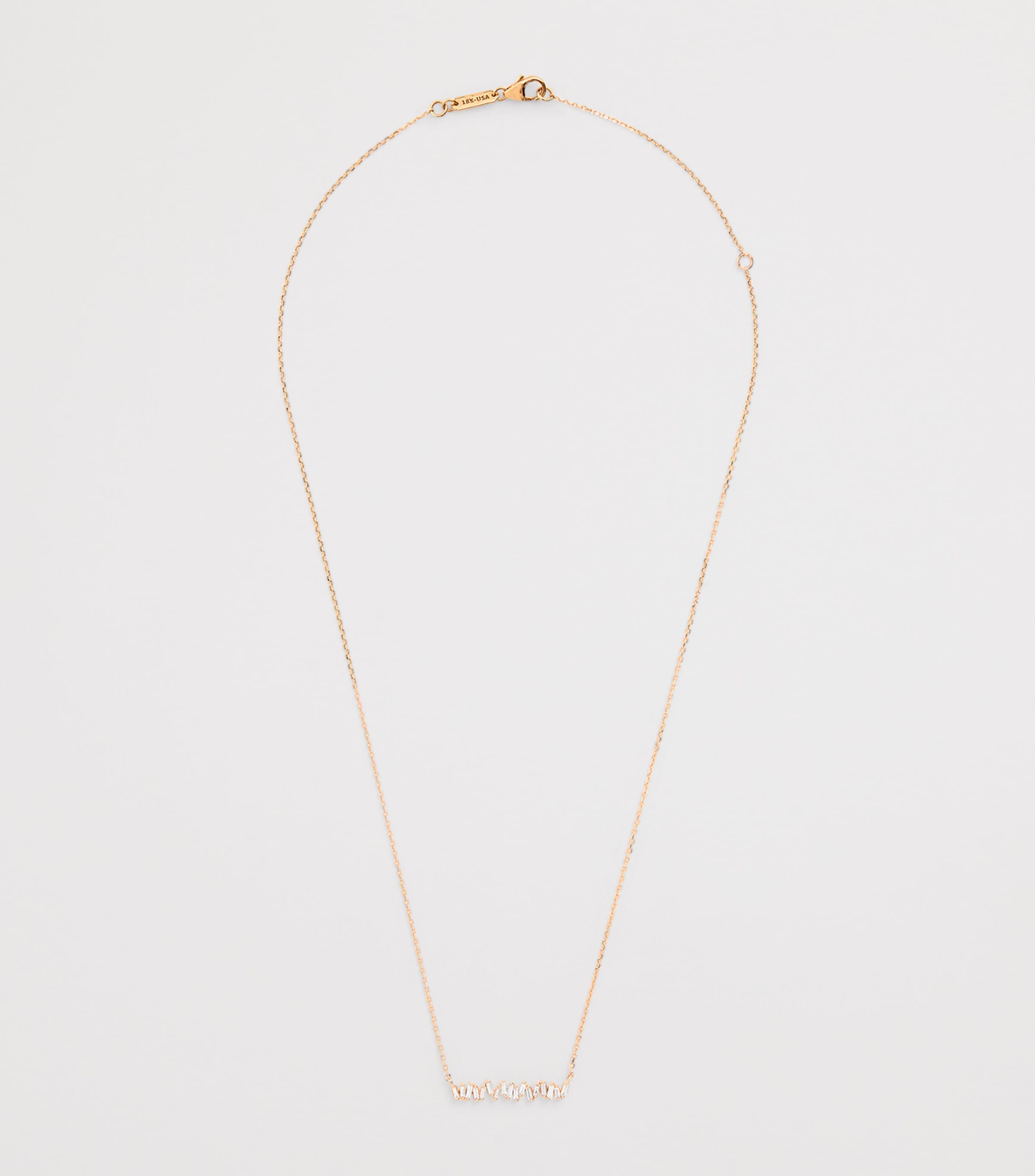 Rose Gold and Diamond Classic Bar Necklace 18K RG/WD Image 3