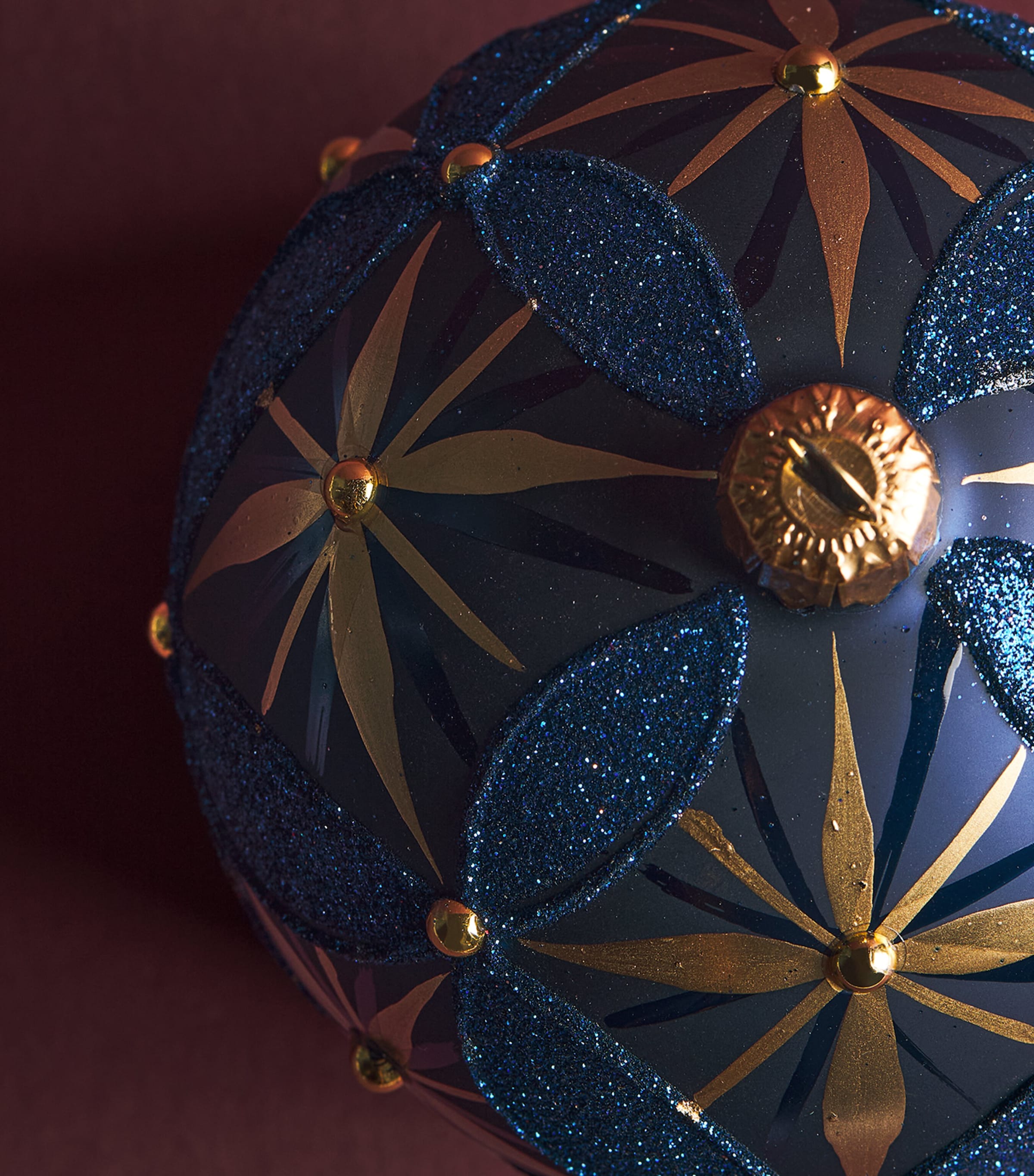 Harrods Glitter Star Bauble Navy Blue Image 2