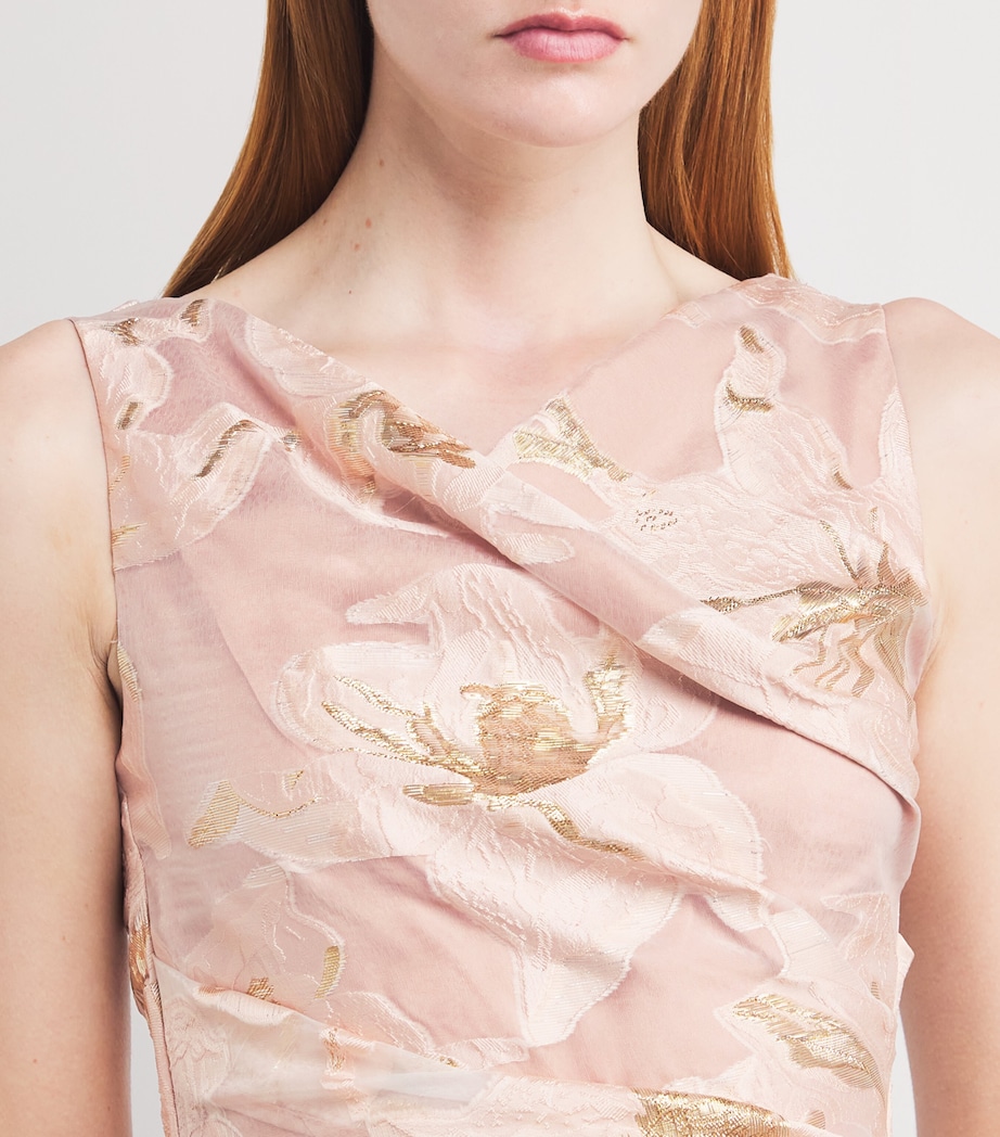 Talbot Runhof Womens Embroidered Floral Gown Marble Image 6