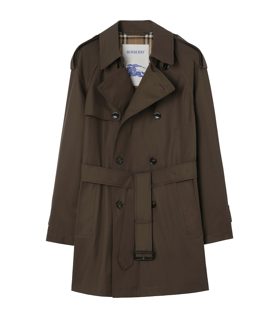 Burberry Mens Cotton Gabardine Leadenham Trench Coat Estuary Brown Image 1