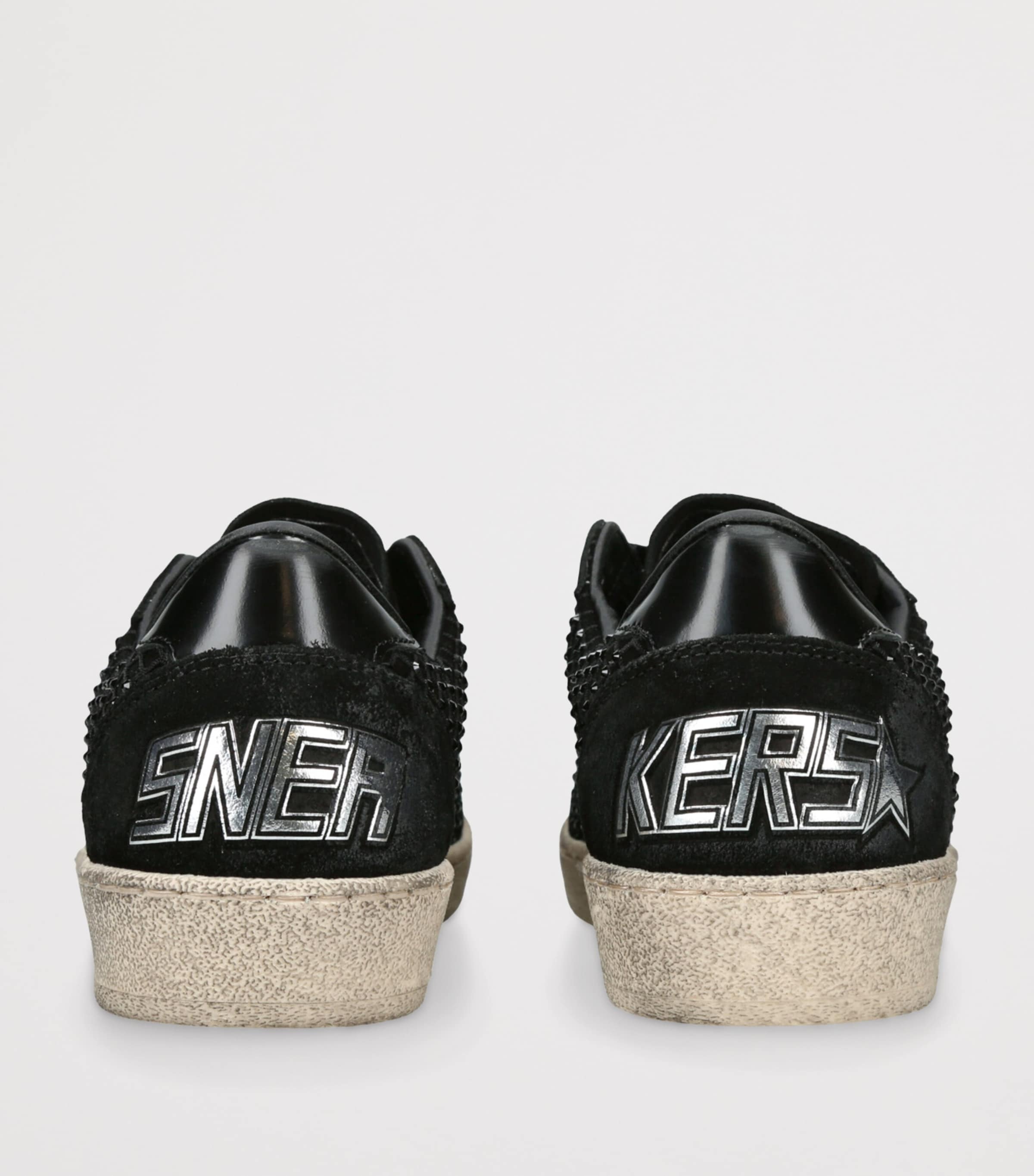 Suede and Swarovski Crystal Ball Star Sneakers BLACK Image 2