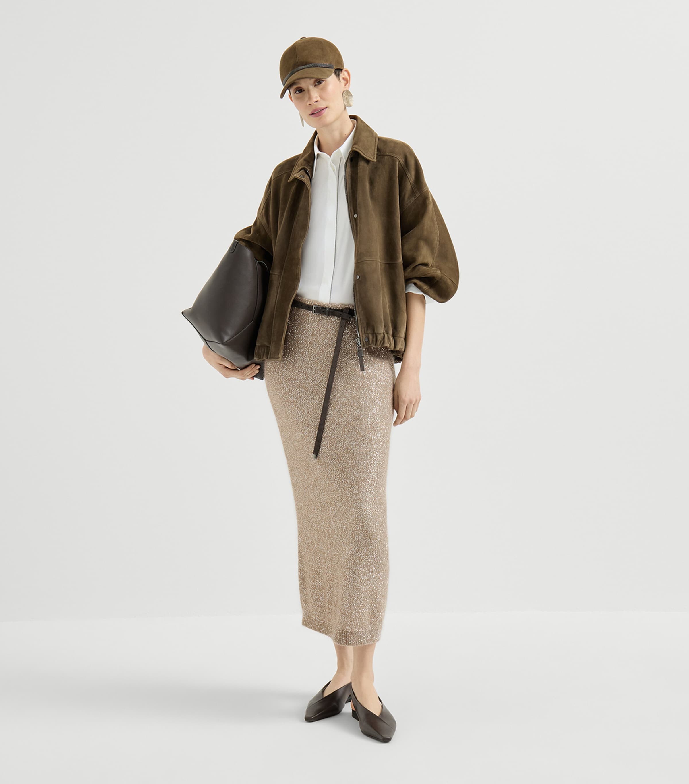 Brunello Cucinelli Womens Sequin Midi Skirt Image 5