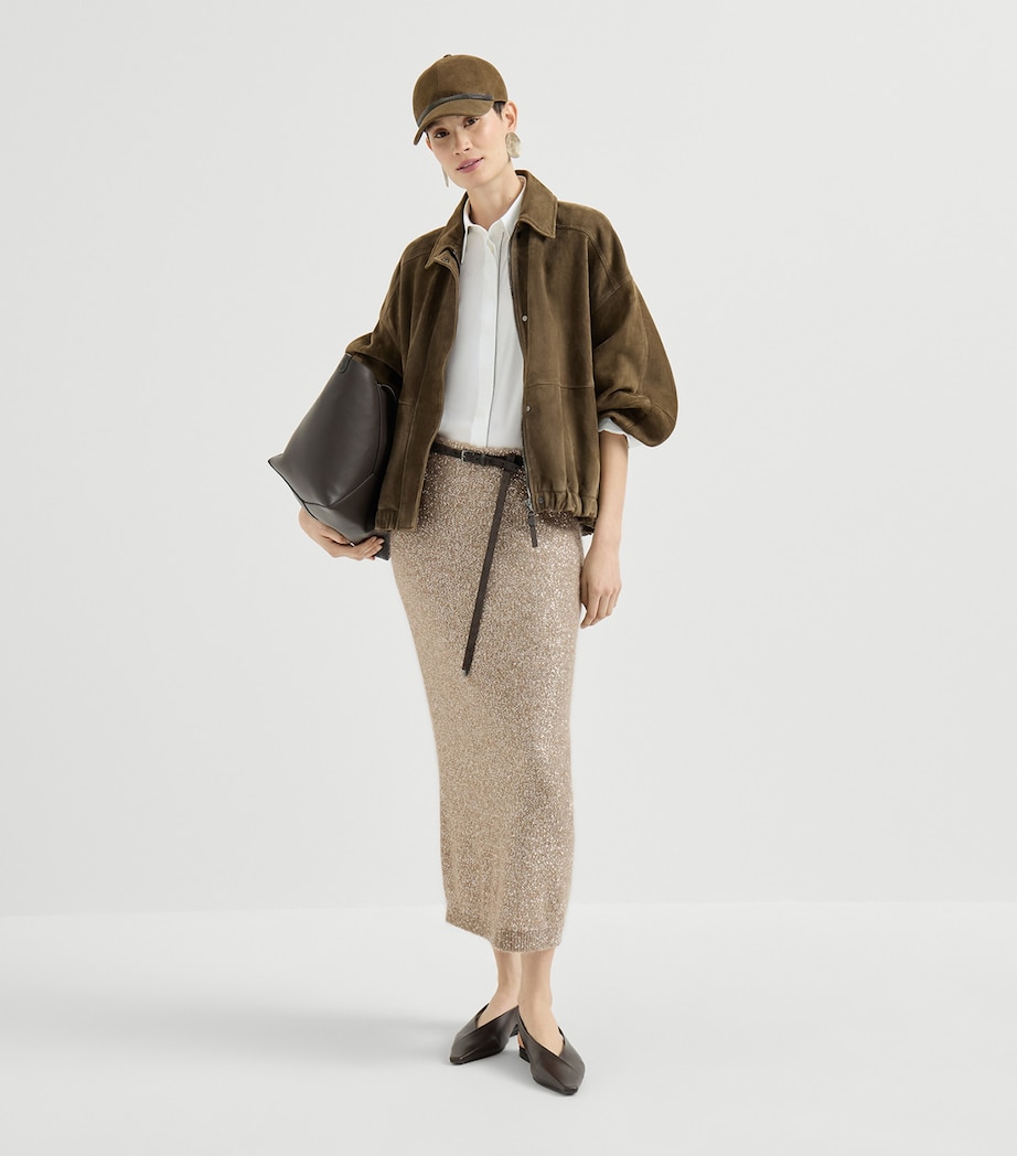 Brunello Cucinelli Womens Sequin Midi Skirt Image 5