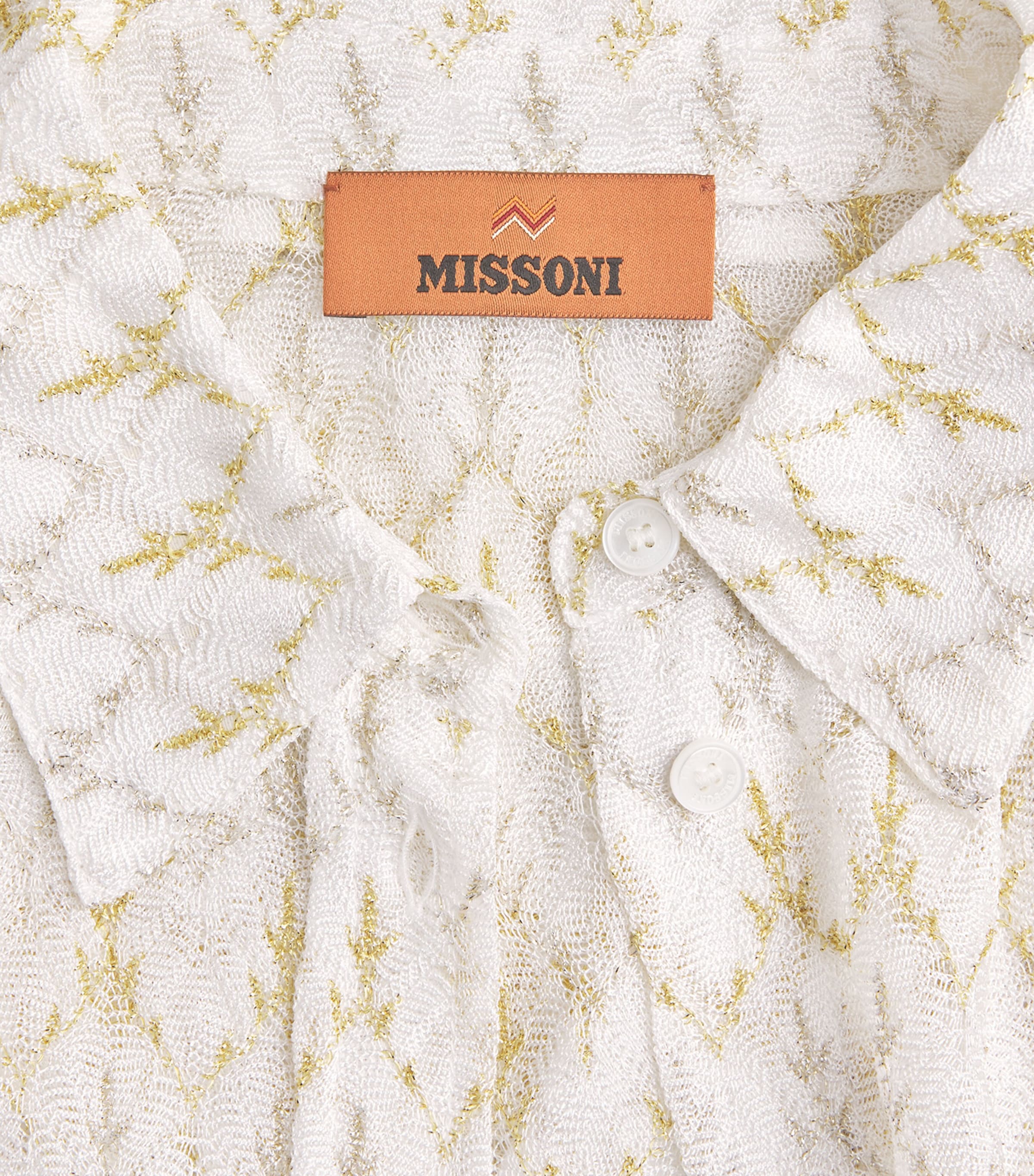 Missoni Womens Crochet Zigzag Shirt White /gold Image 6