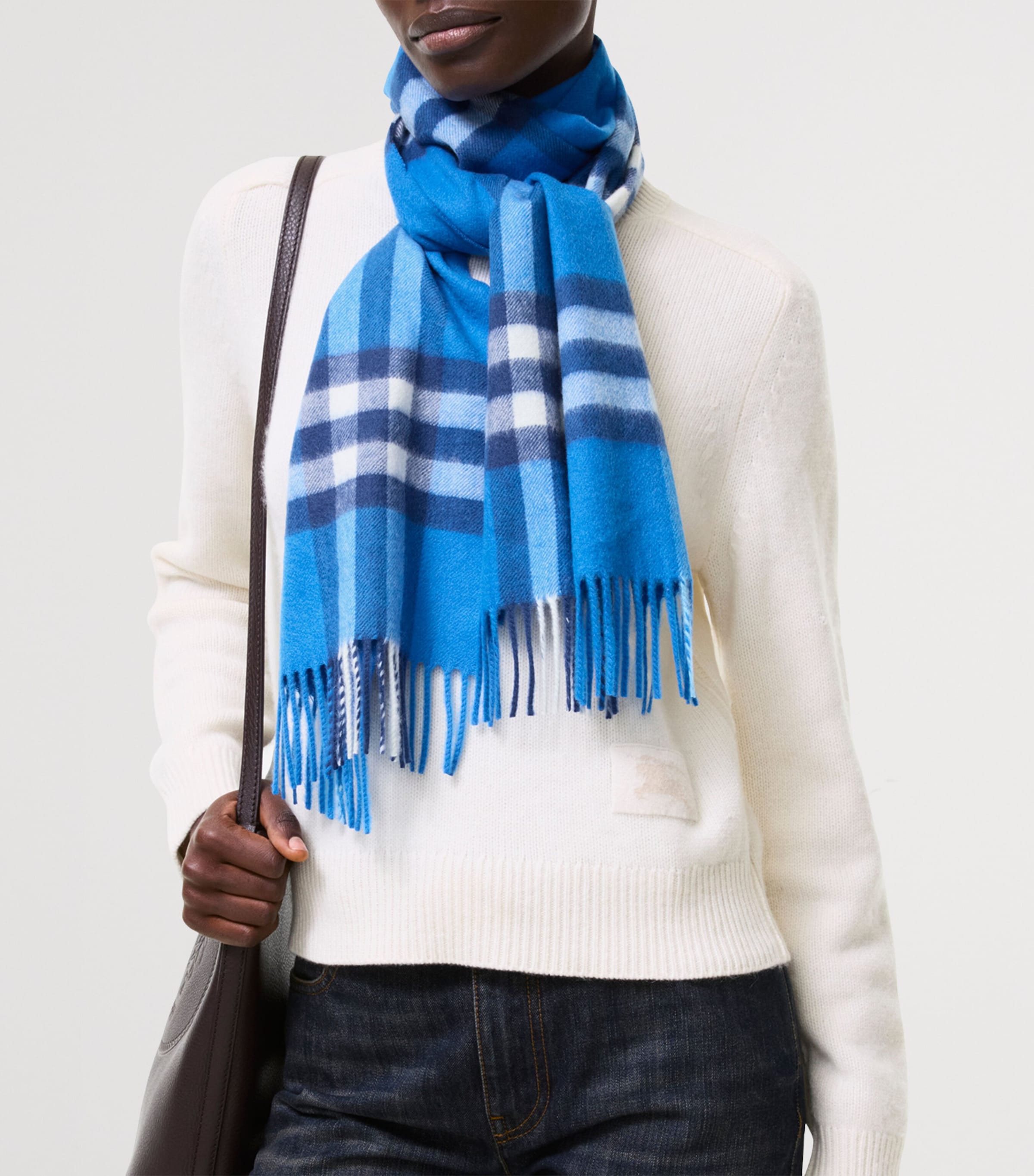 Burberry Cashmere Check Scarf Lido Blue Image 2