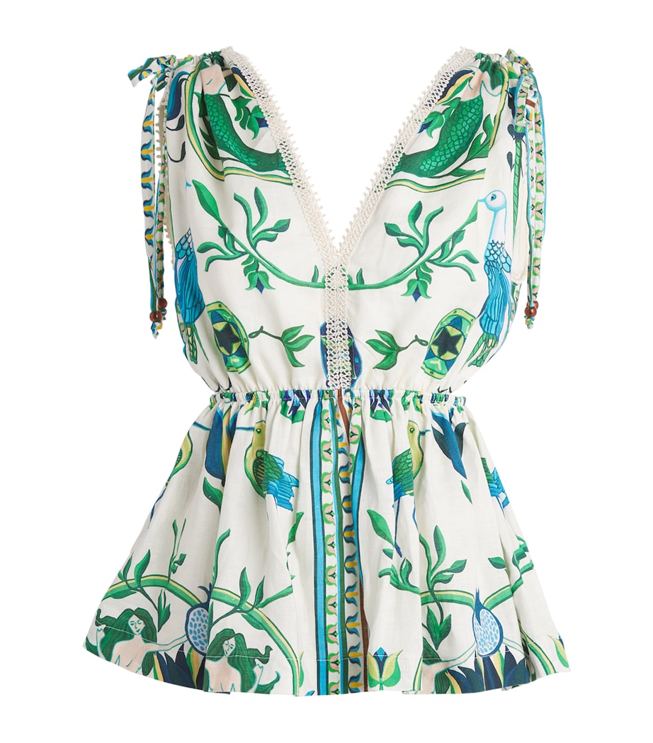 Linen Printed Viktoria Top OFFWHITE MULTICOLOR Image 1