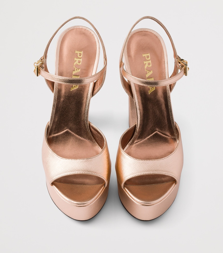 Prada Patent Saffiano Leather Platform Sandals 115 Powder Image 3