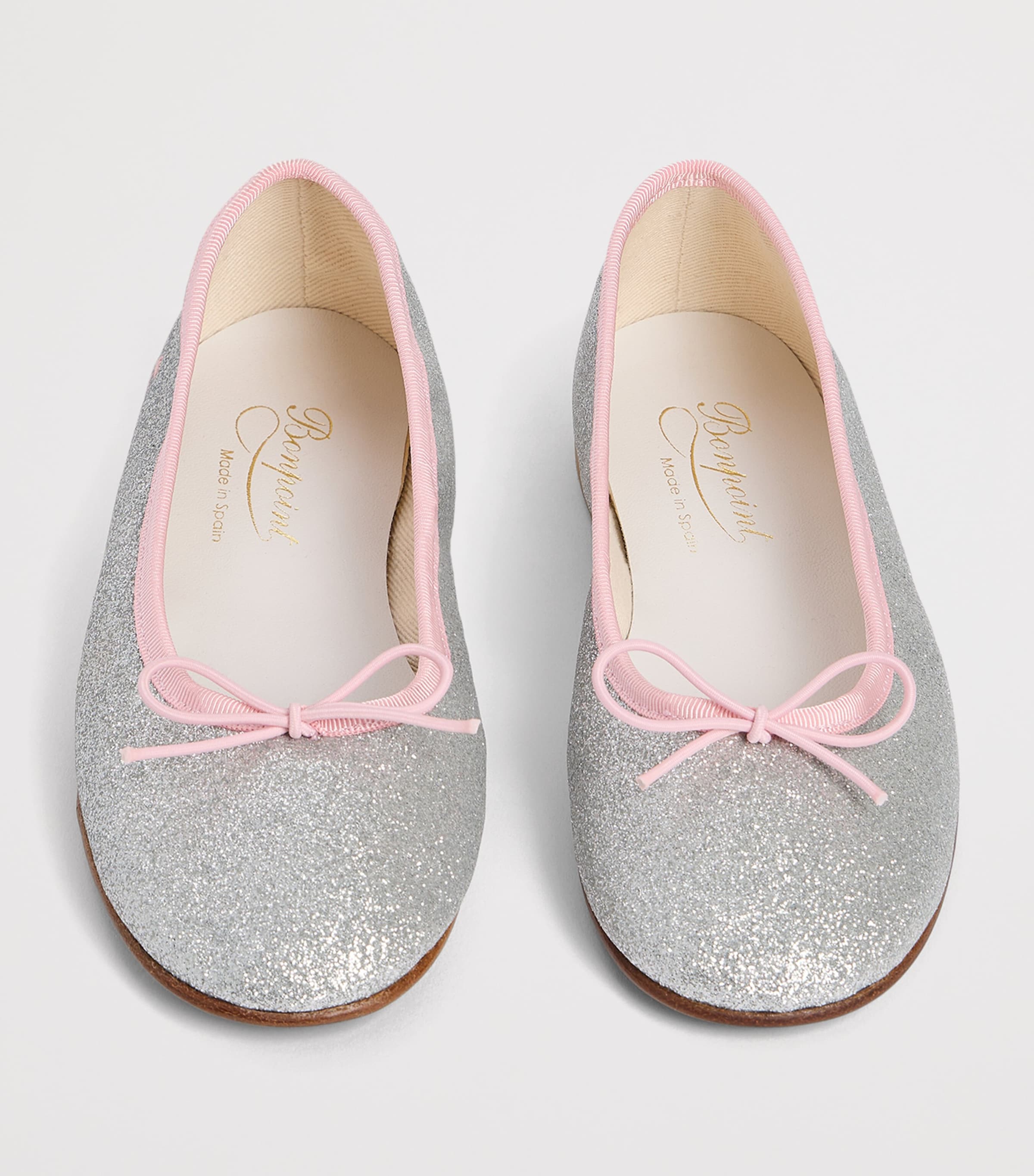 Bonpoint Leather Glittered Ballet Flats Argent Image 3