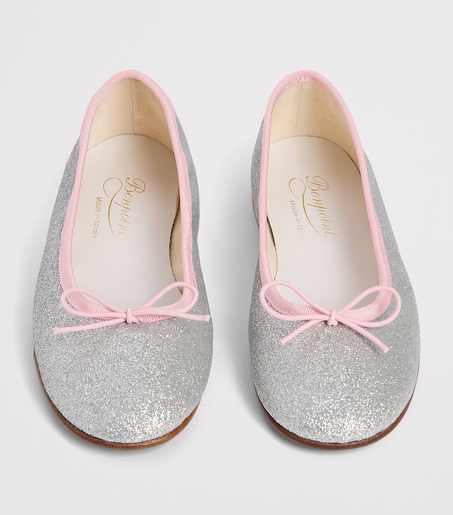 Bonpoint Leather Glittered Ballet Flats Argent Image 3