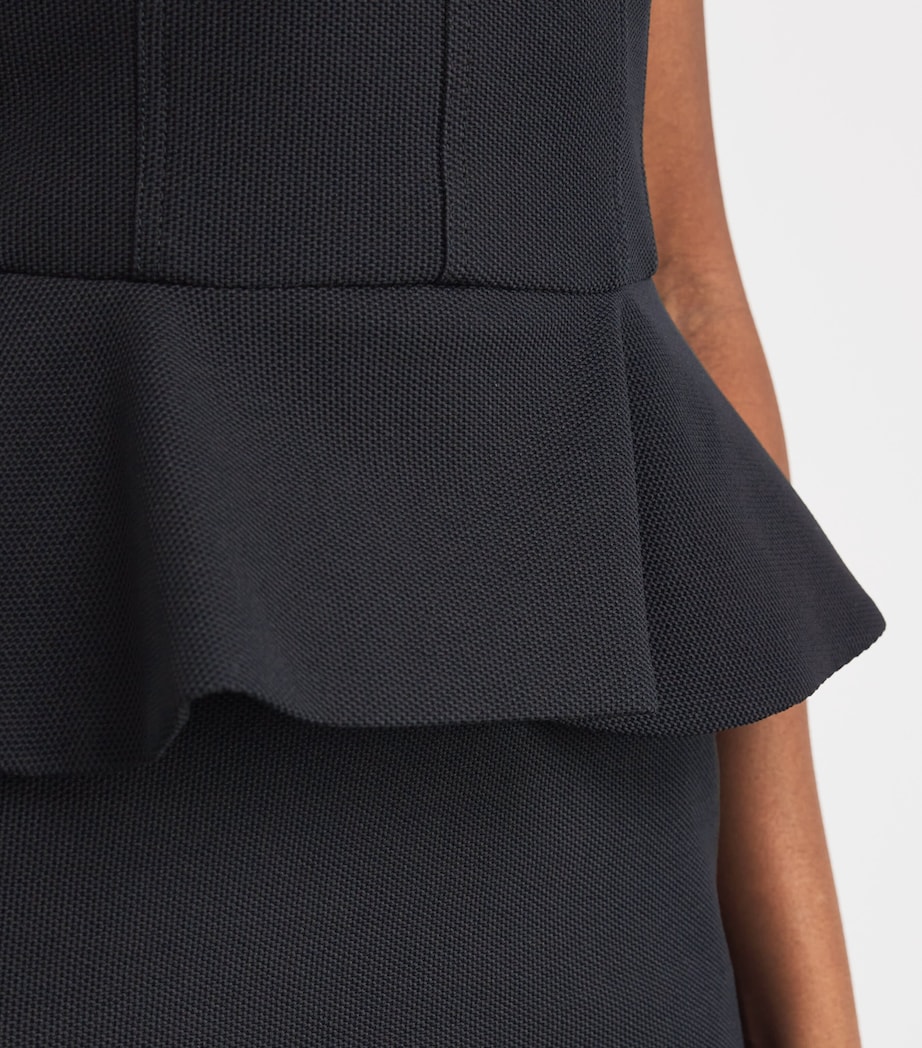 Jersey Peplum-Detail Midi Dress BLACK Image 4