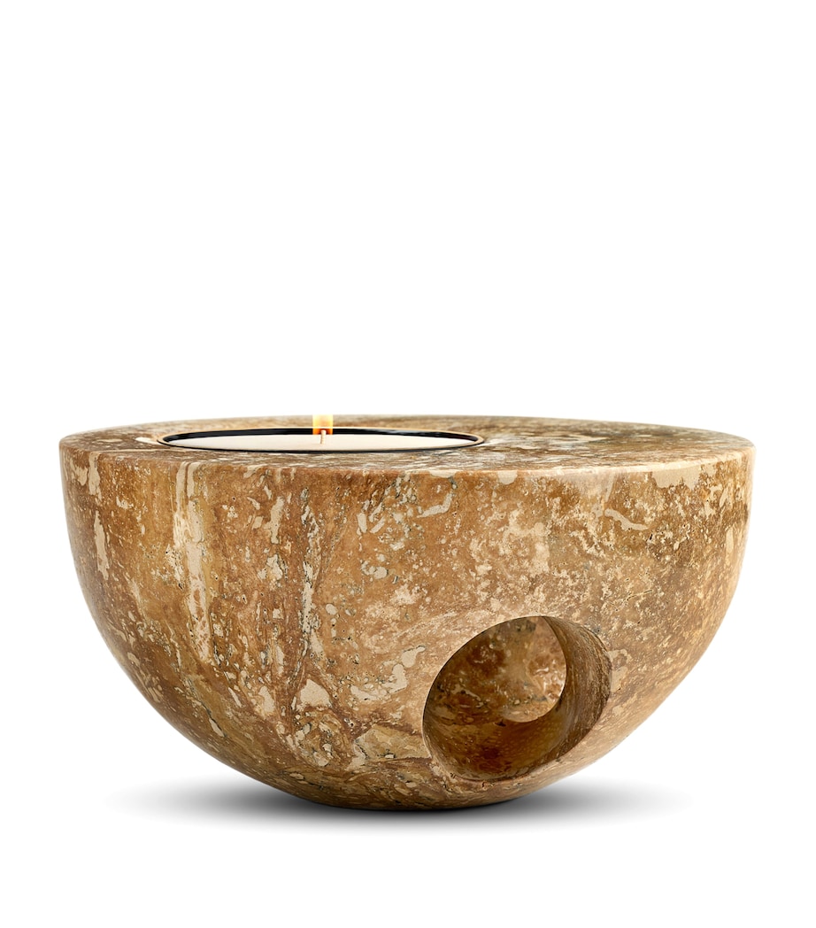Marchanta Marchanta 01 Mini Dark Travertine Candle Holder (18cm) Sand Image 1