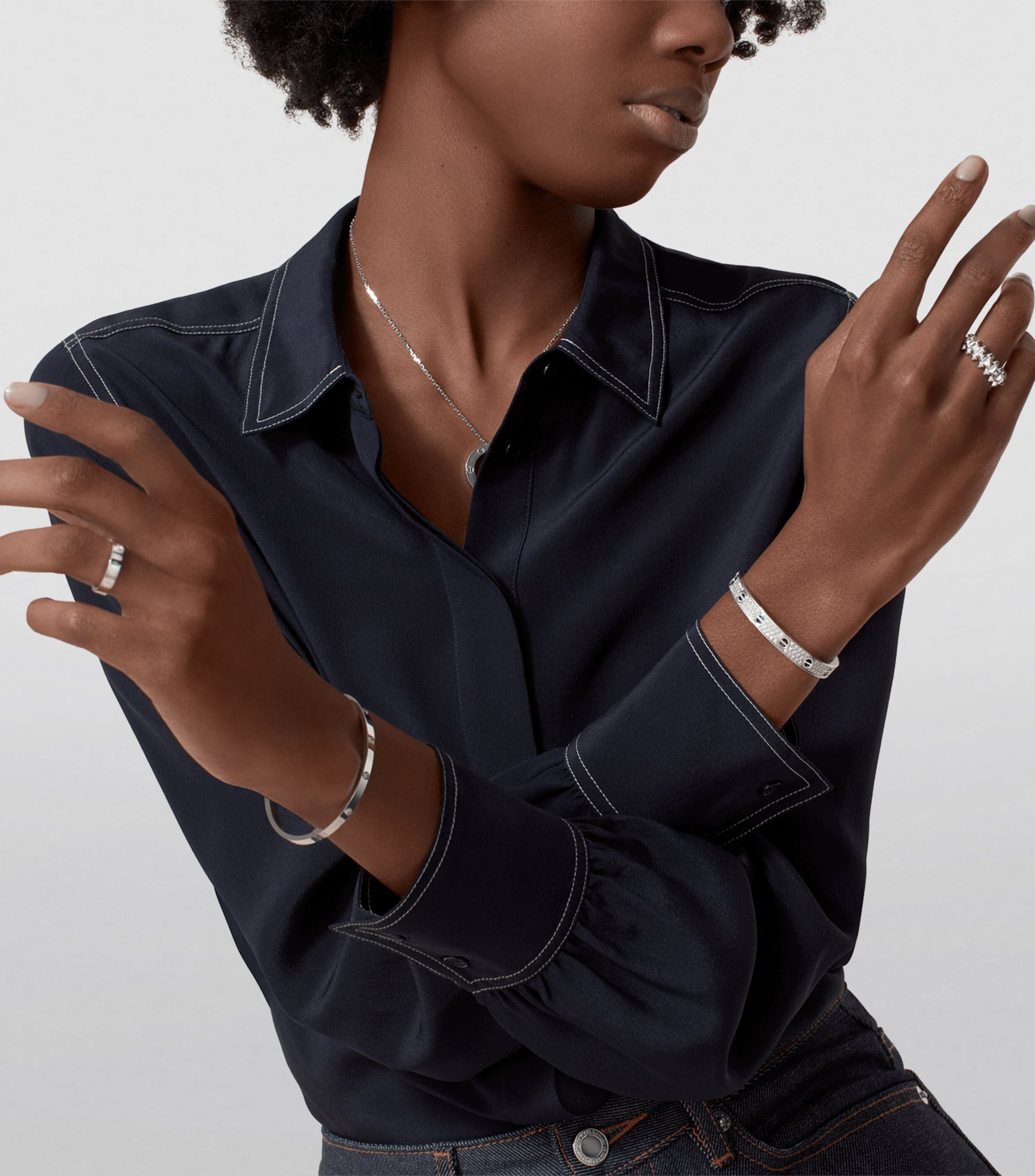 White Gold and Diamond LOVE Wedding Band MULTI Image 6