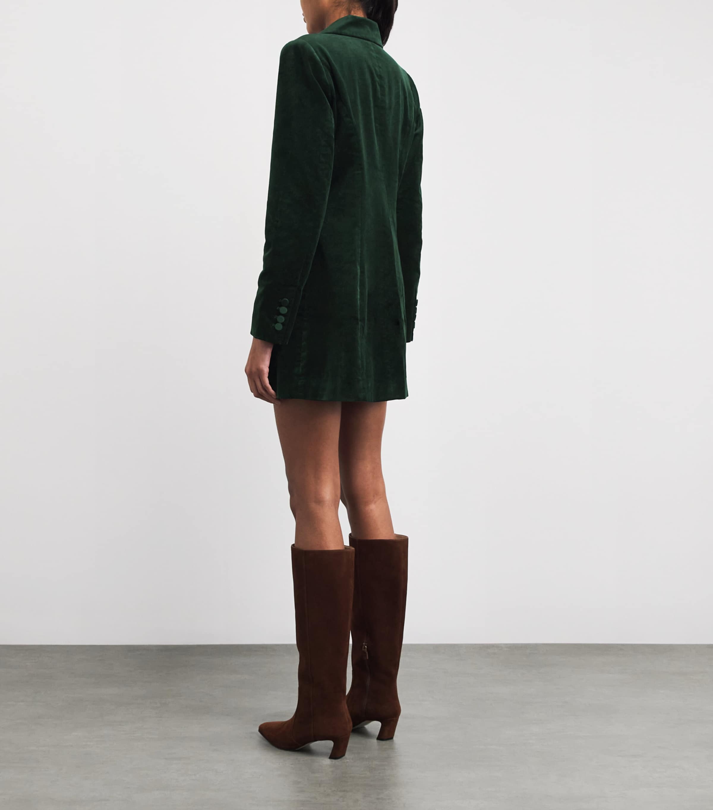 Good American Velvet Exec Mini Dress - Pine Green