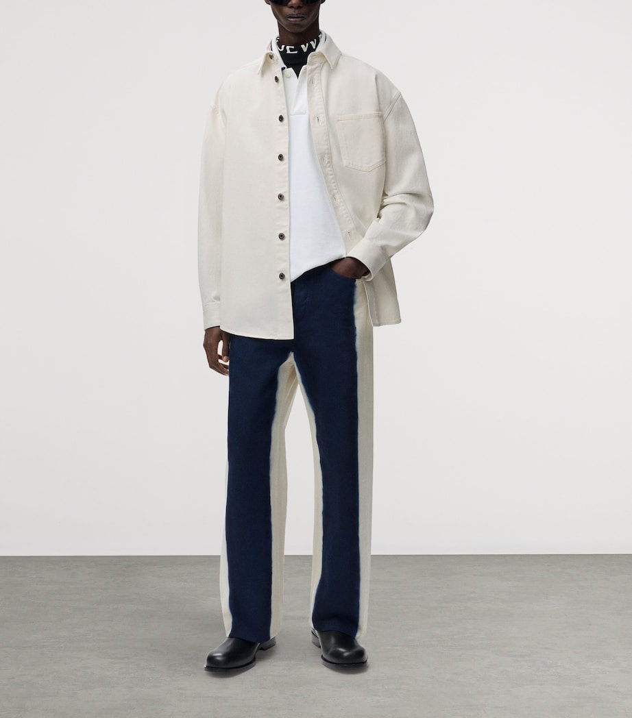 LOEWE Mens Denim Anagram-Patch Overshirt White Image 2