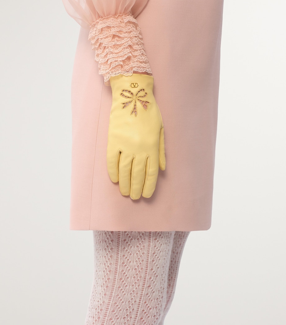 Lambskin Bow-Detail Gloves 9LV Image 3