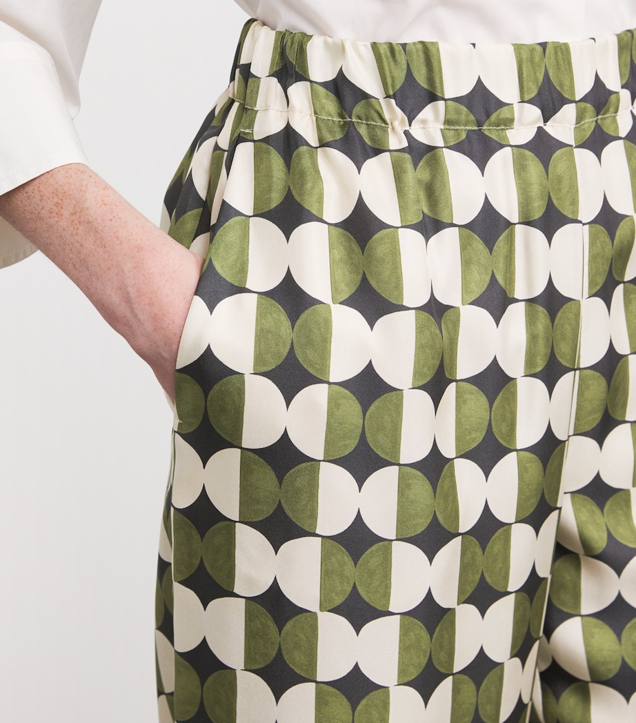 Silk Graphic Print Wide-leg Trousers BLACK Image 6