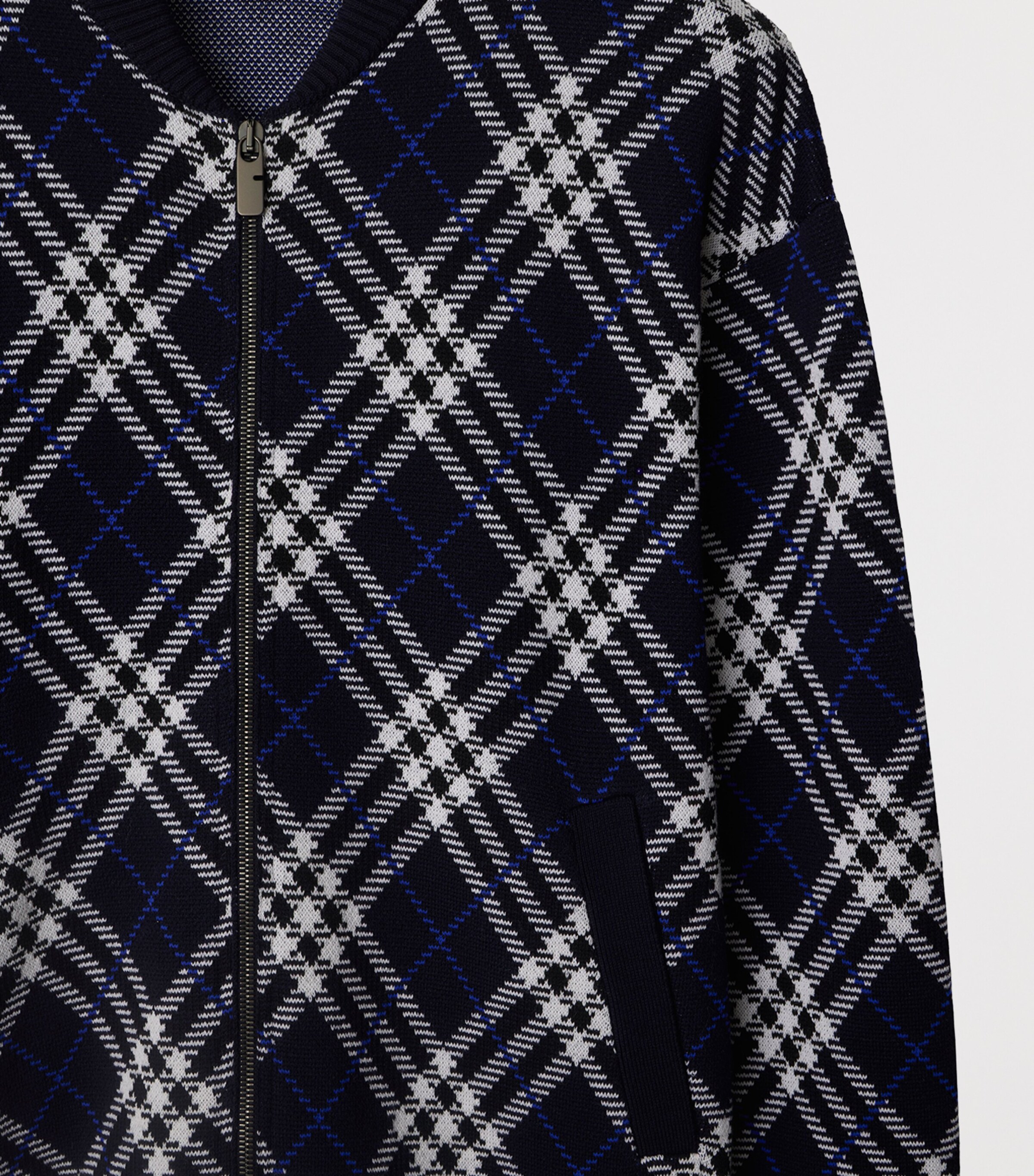 Wool-Blend Check Bomber Jacket INK IP CHK Image 5