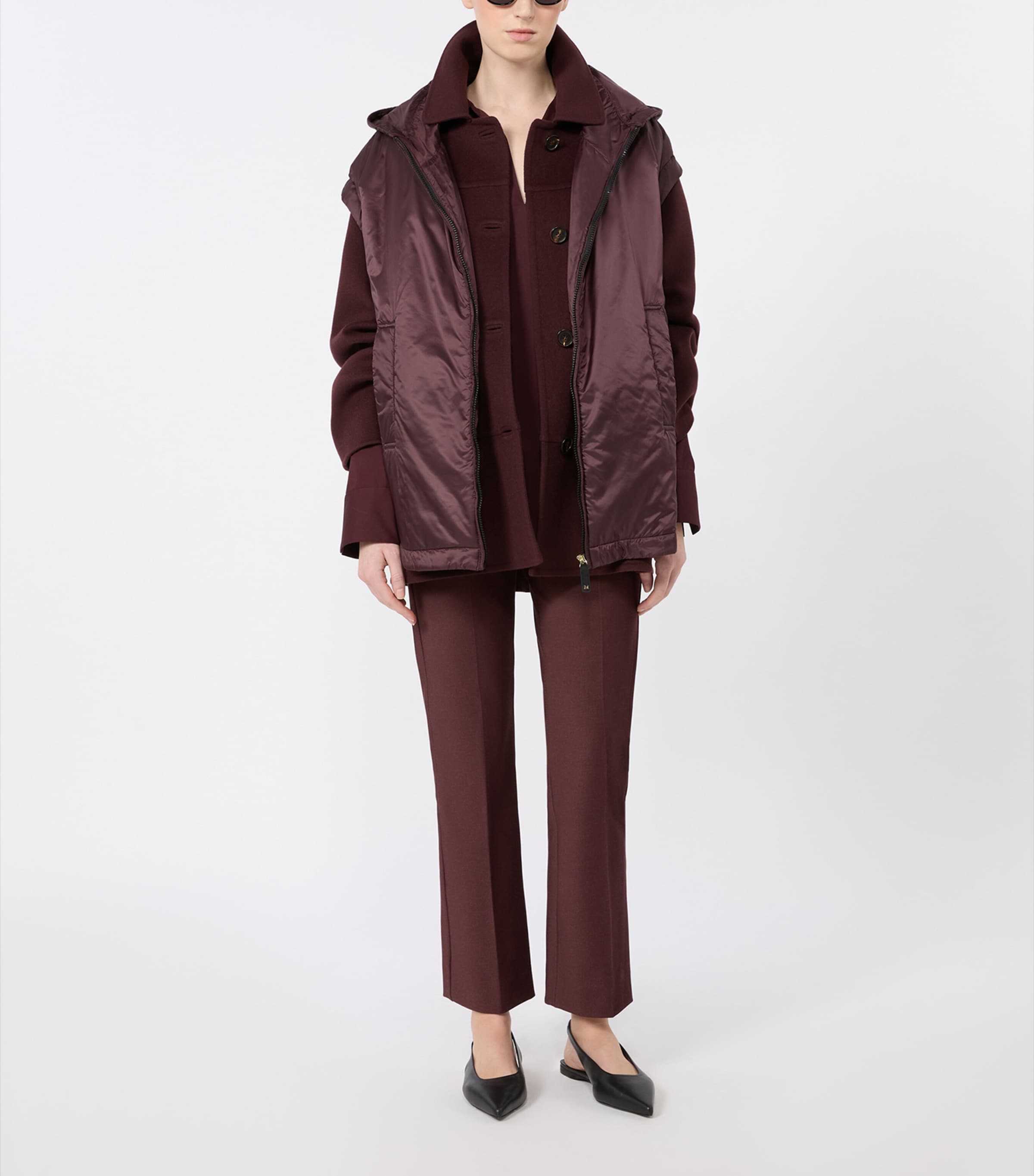 Max Mara Womens Cotton-Blend Flared Trousers Bordeaux Image 2