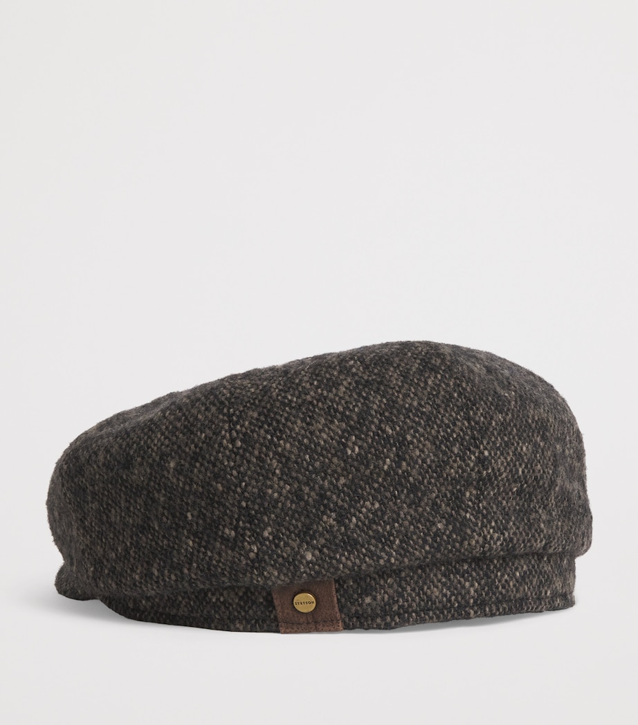 Wool Tweed Donegal Flat Cap 417 - BLACK/MUD Image 3