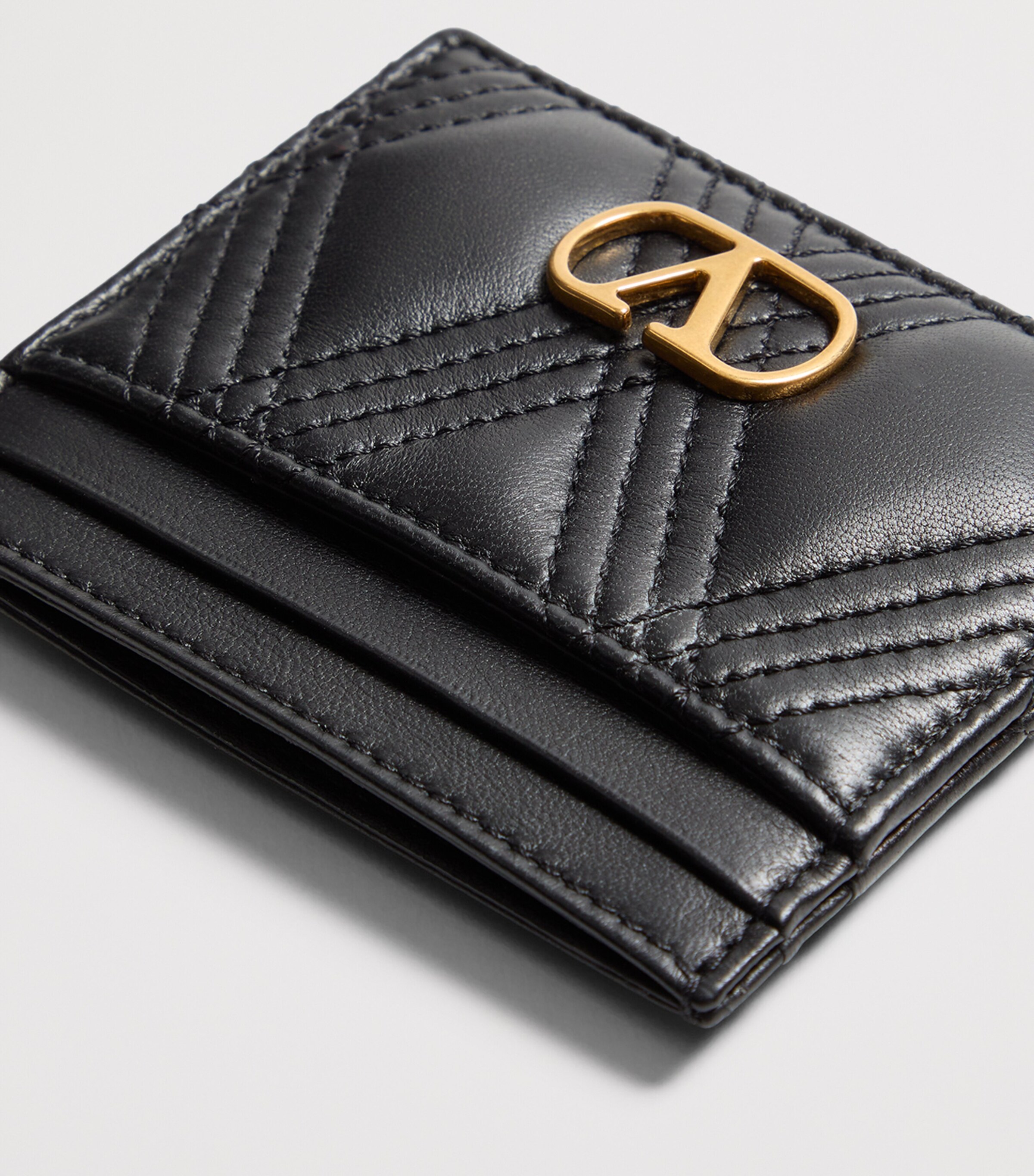 Valentino Garavani Black Leather Quiltie 67 Card Holder | Harrods US