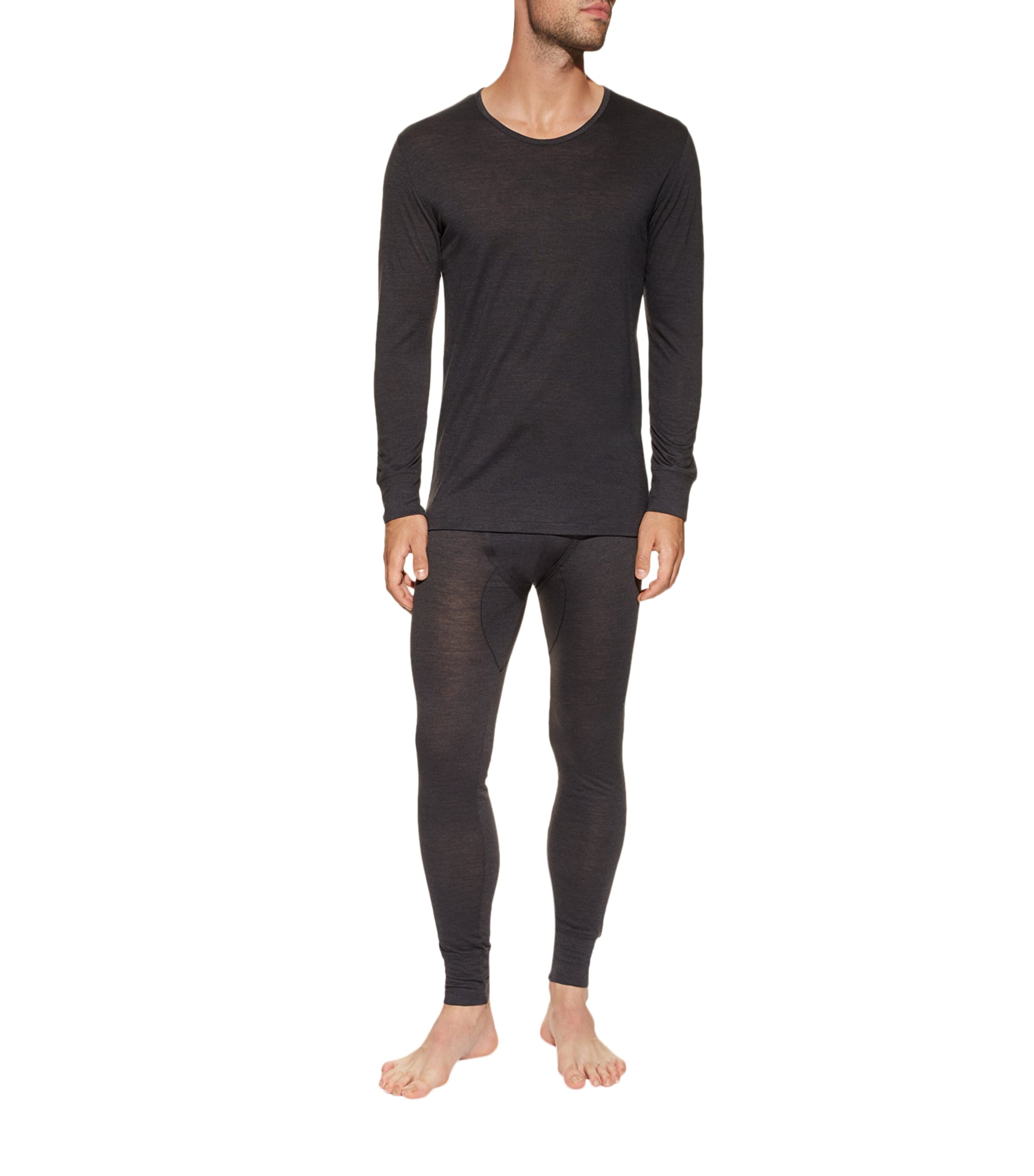 Wool and Silk Long-Sleeved Top GREY Image 2