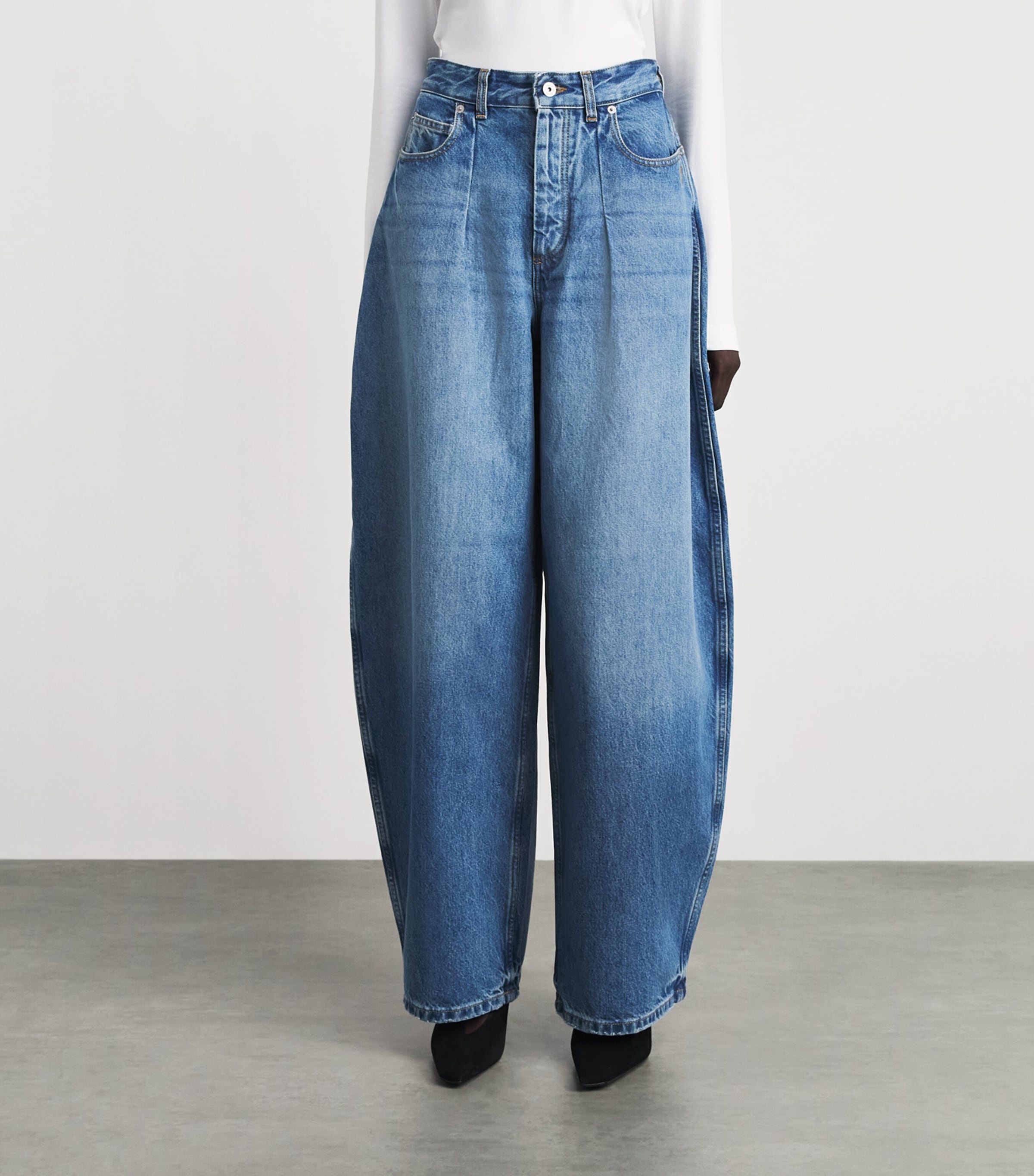 Jacquemus Womens Pleated Barrel Jeans Blue/tabac Image 4