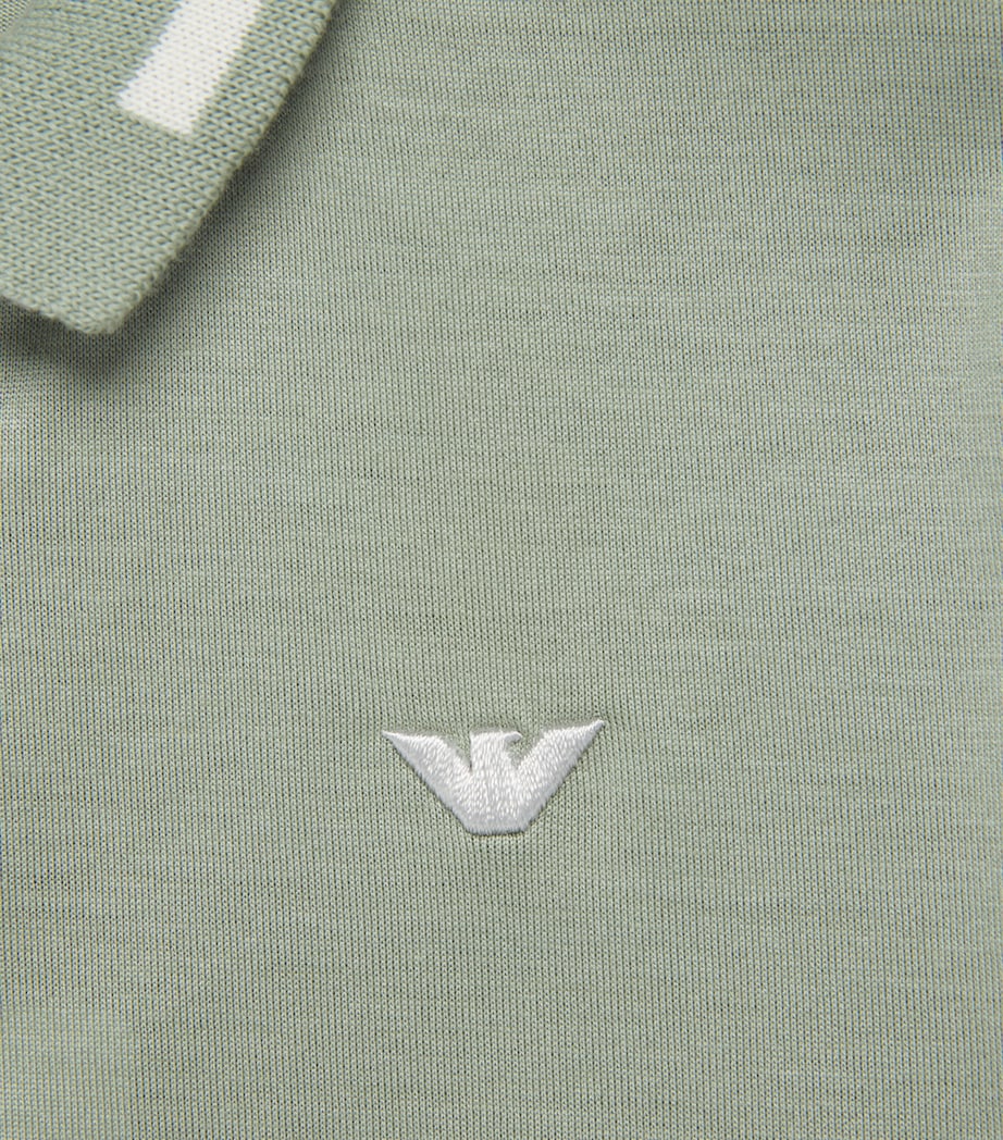 Emporio Armani Kids Stretch-Cotton Logo Polo Shirt (6-36 Months) Iceberg Green Image 3