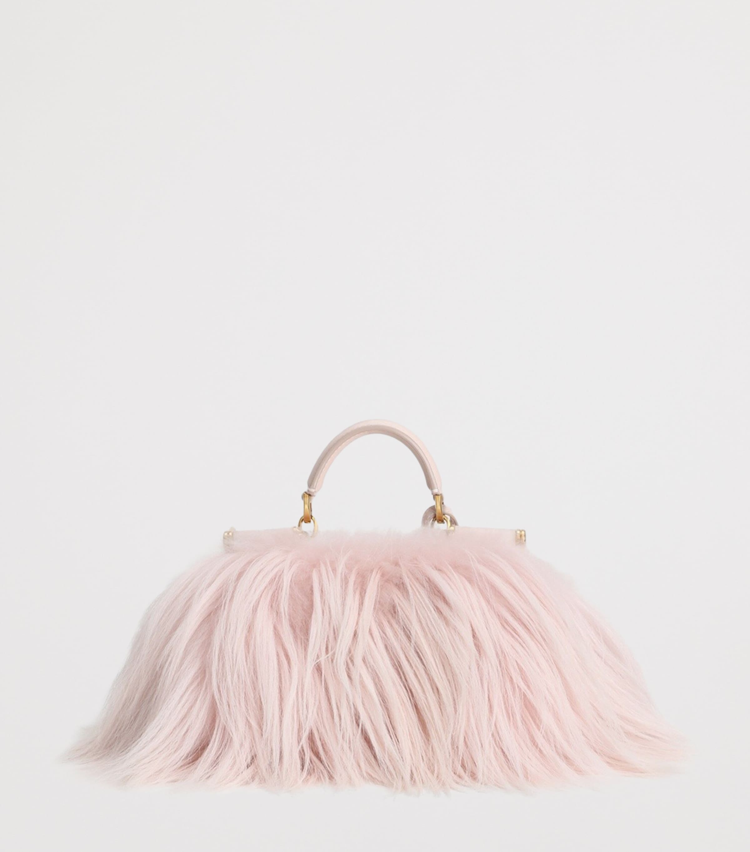 Dolce&Gabbana Mini Goat Fur-Calfskin My Sicily Top-Handle Bag Cipria/po Image 4