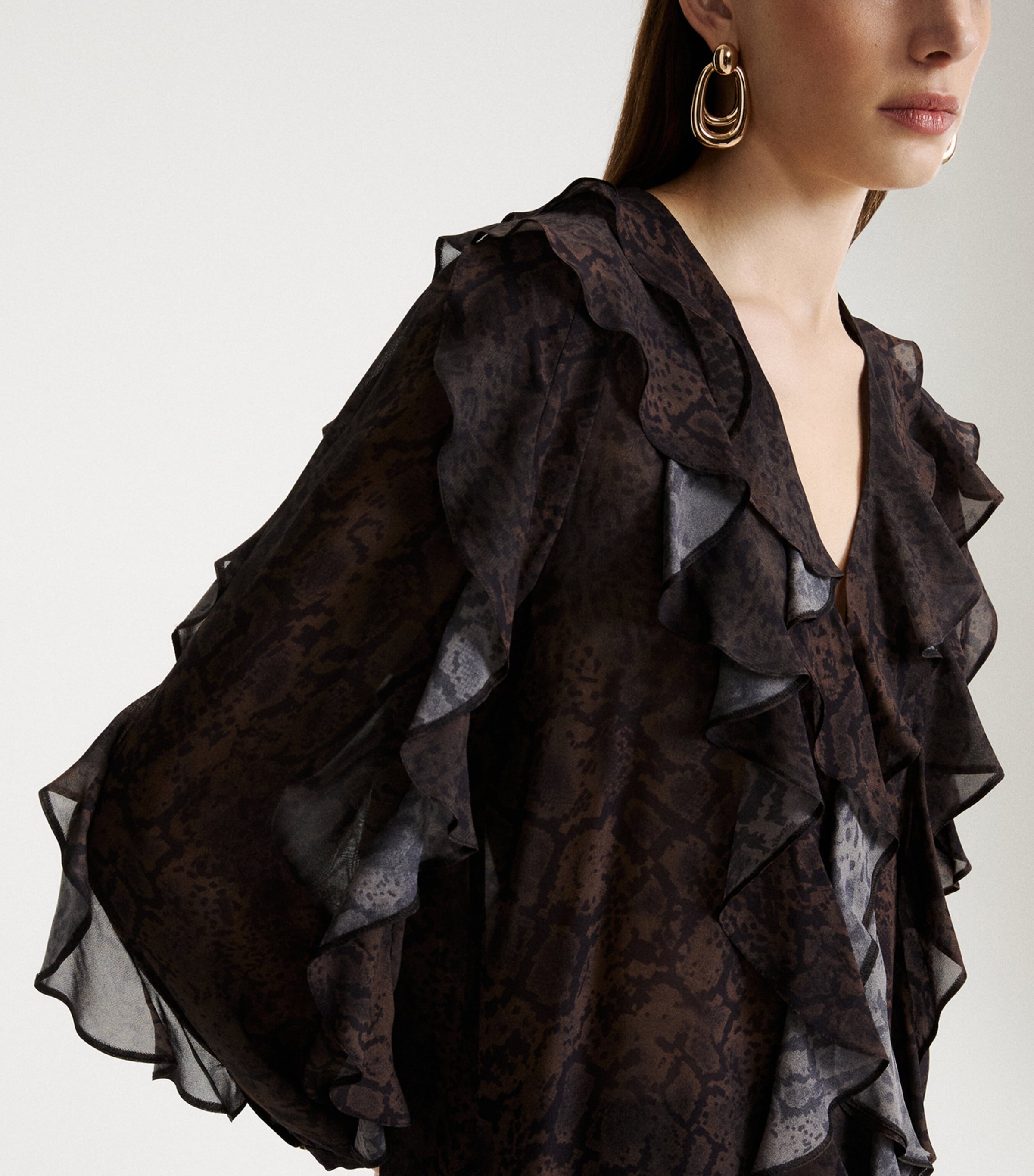 Marella Womens Georgette Snake Print Blouse Brown Image 5