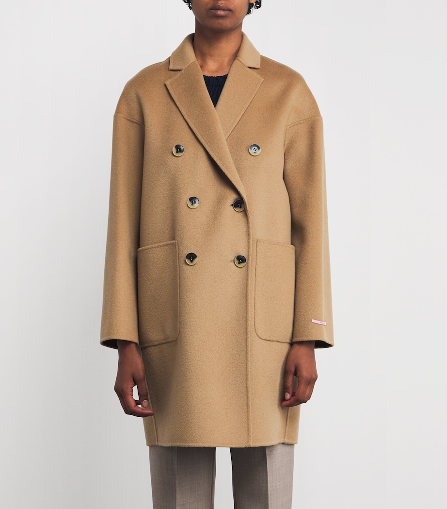Virgin Wool Double-Breasted Coat CAMEL Image 3