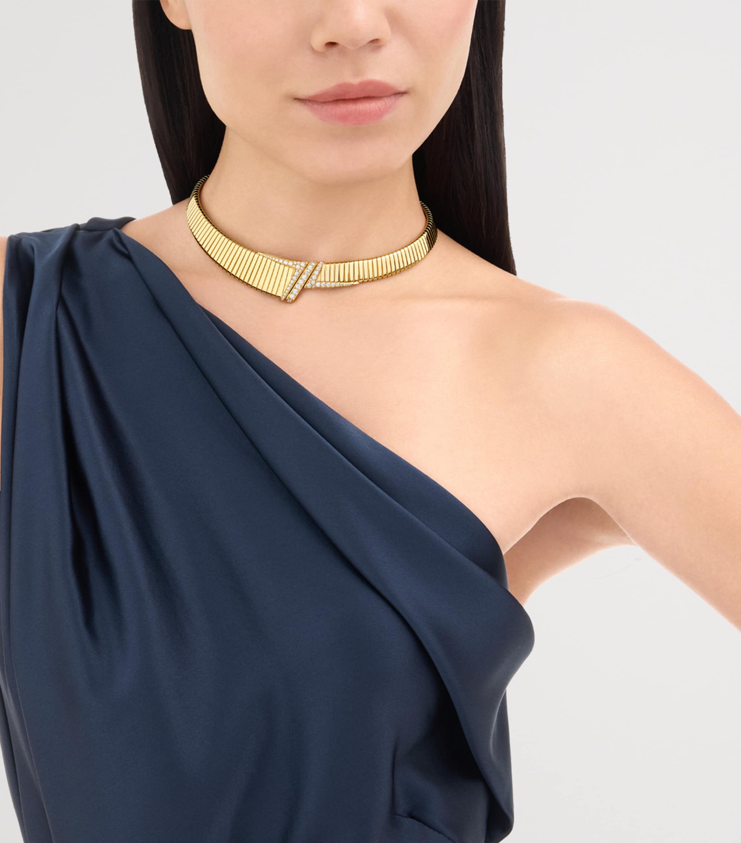 Bvlgari Yellow Gold and Diamond Tubogas Necklace Yellow Gold Image 6