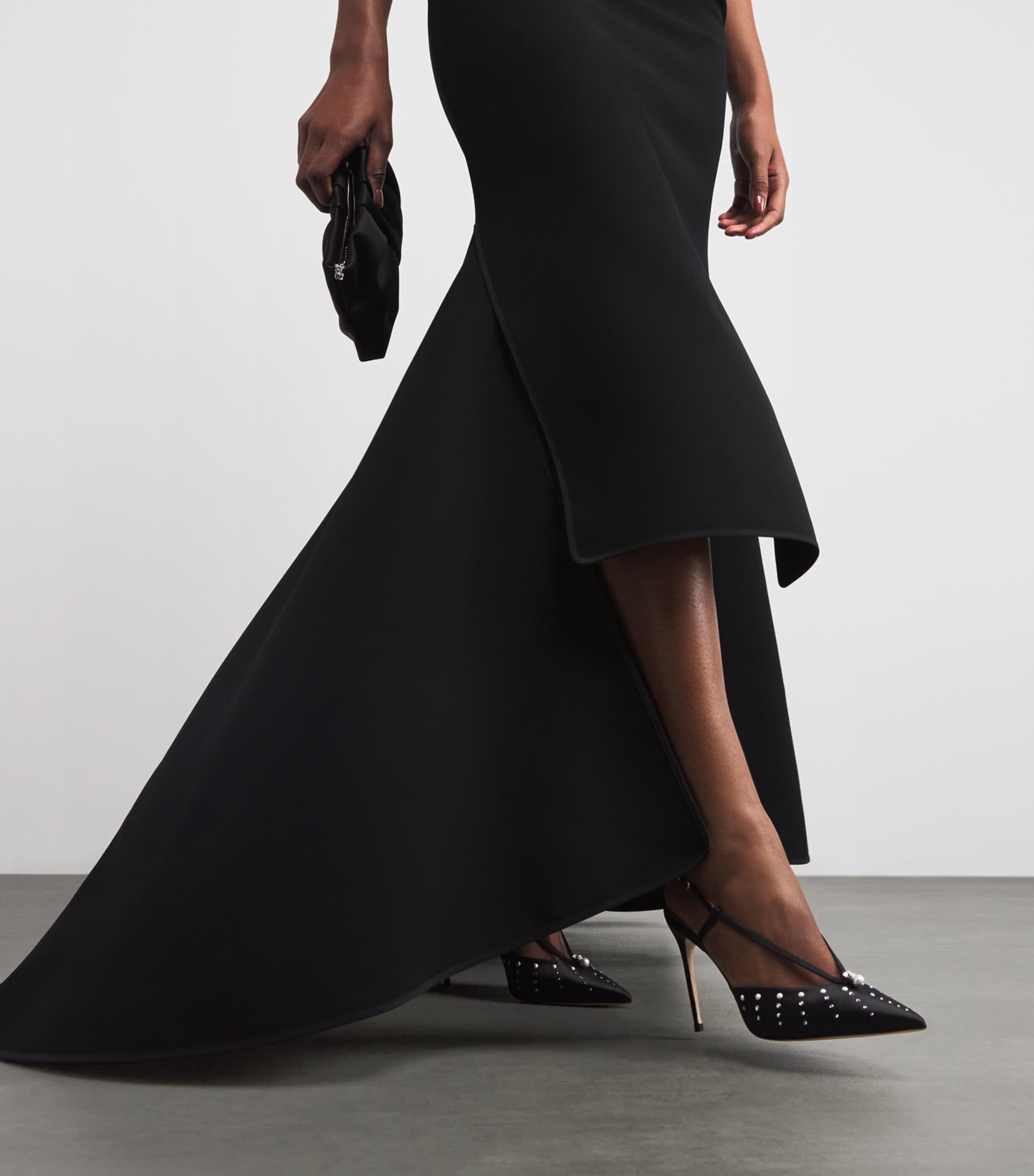 Satin Moore Slingback Pumps 90 BLACK Image 6