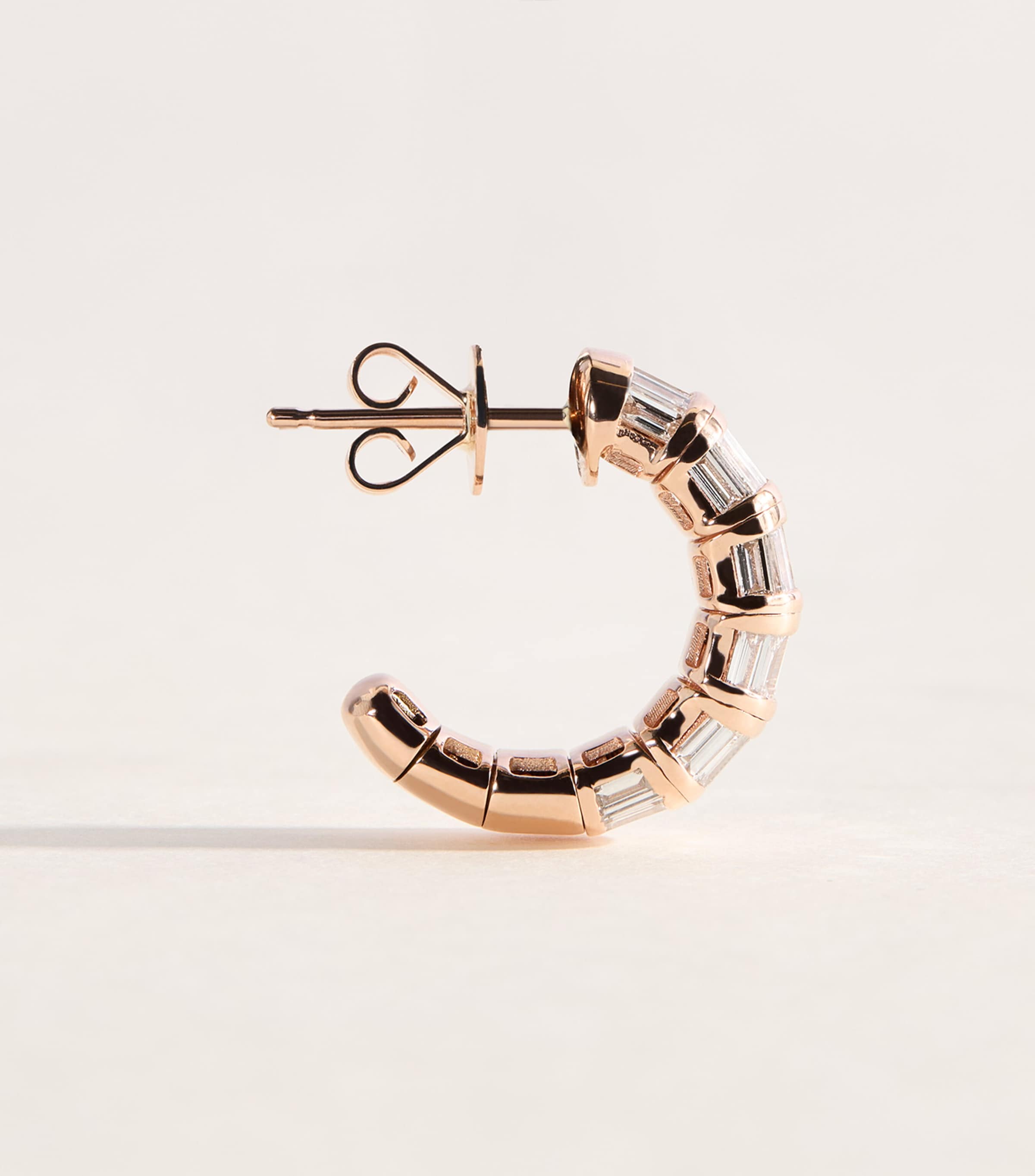 SHAY Rose Gold and Diamond Baguette Earrings Rose Gold Image 3