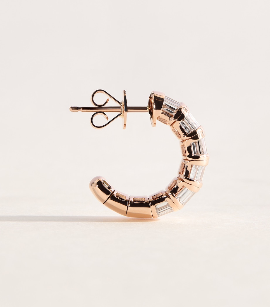 SHAY Rose Gold and Diamond Baguette Earrings Rose Gold Image 3