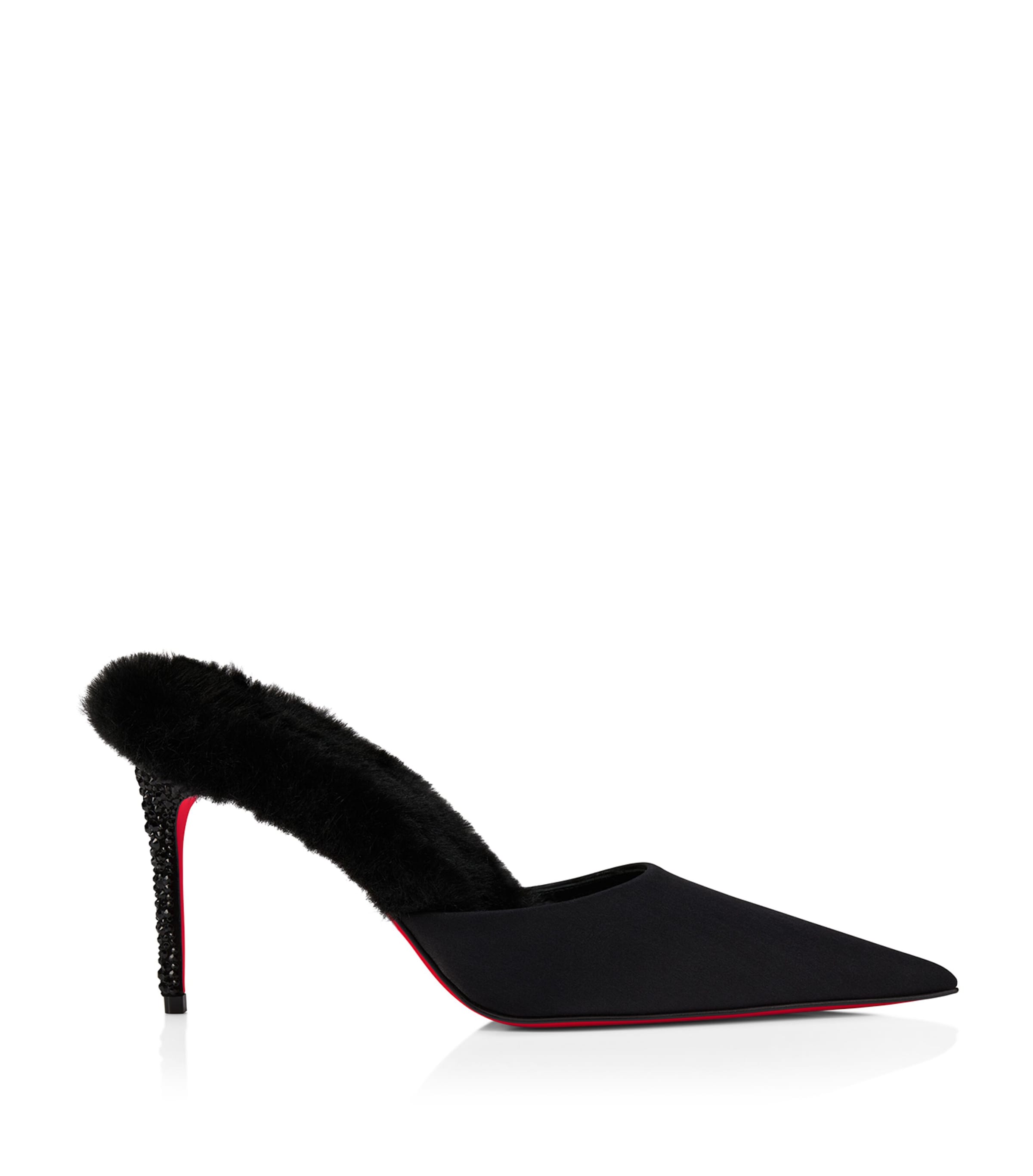 Christian Louboutin Km Fur Strass Mules 85 In Multi