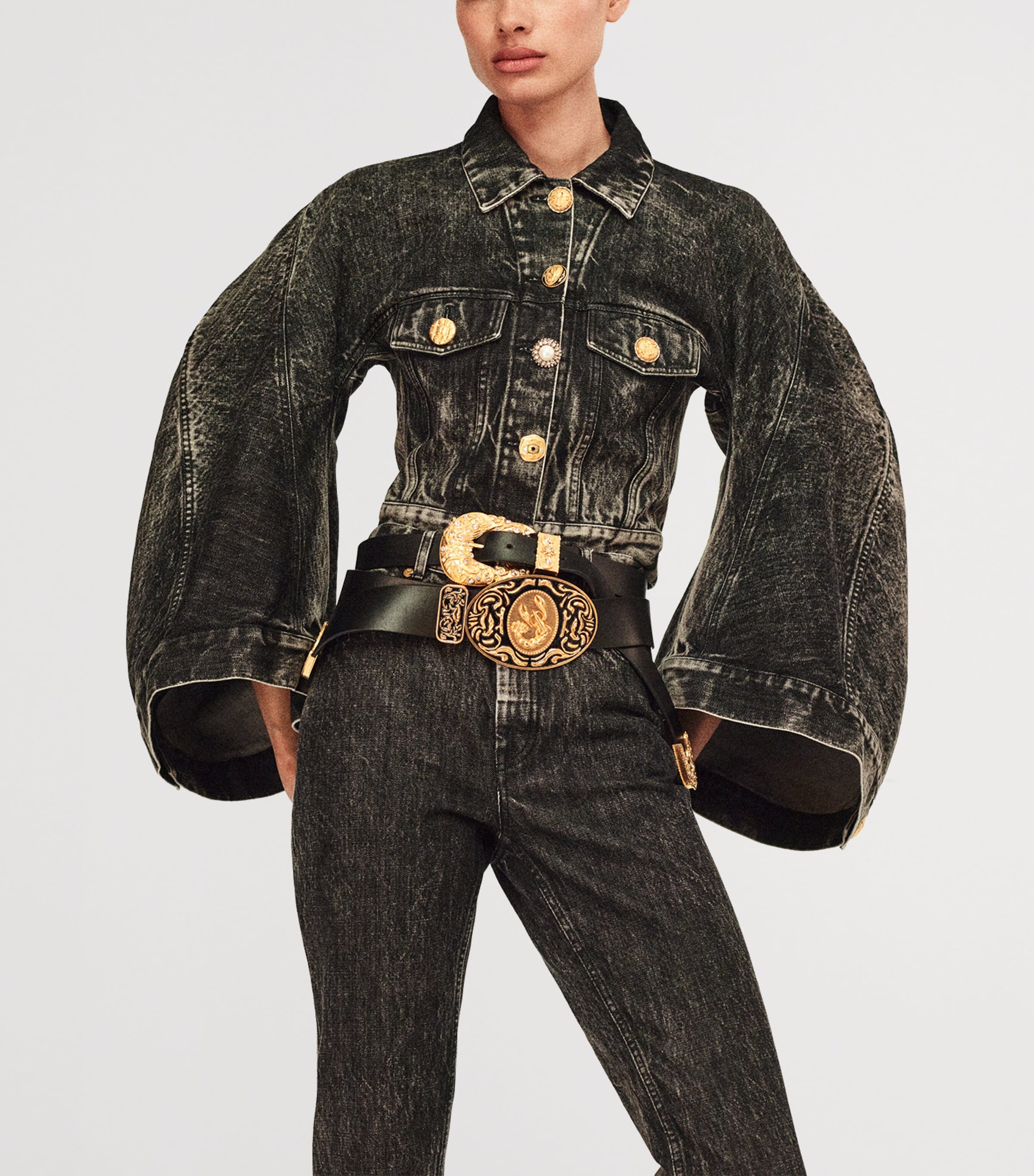 Calfskin Western Lobster Belt 997 BLACK/GOLD Image 2