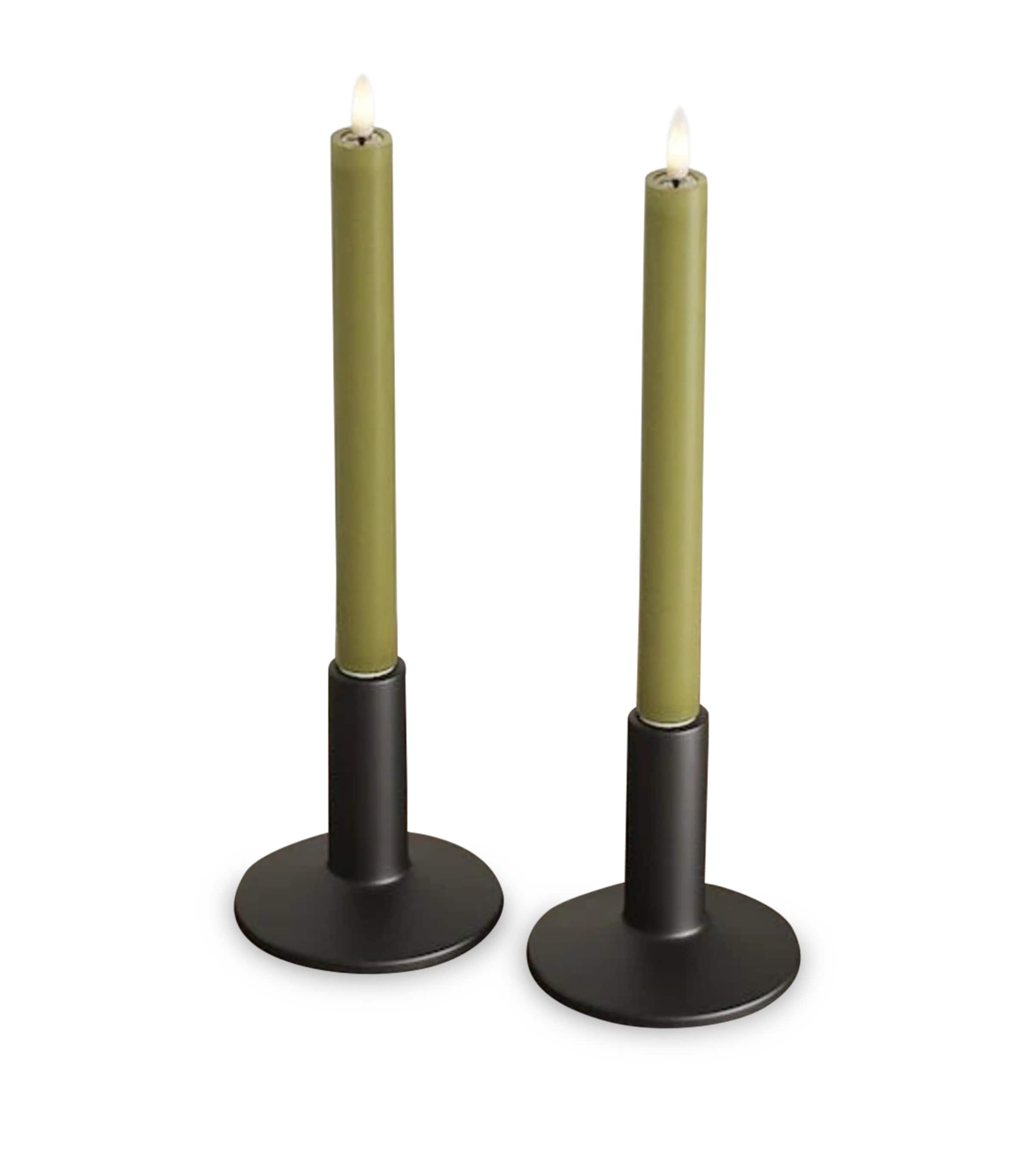 Deluxe Homeart LED Dinner Candles (Set of 2) Olive Image 1
