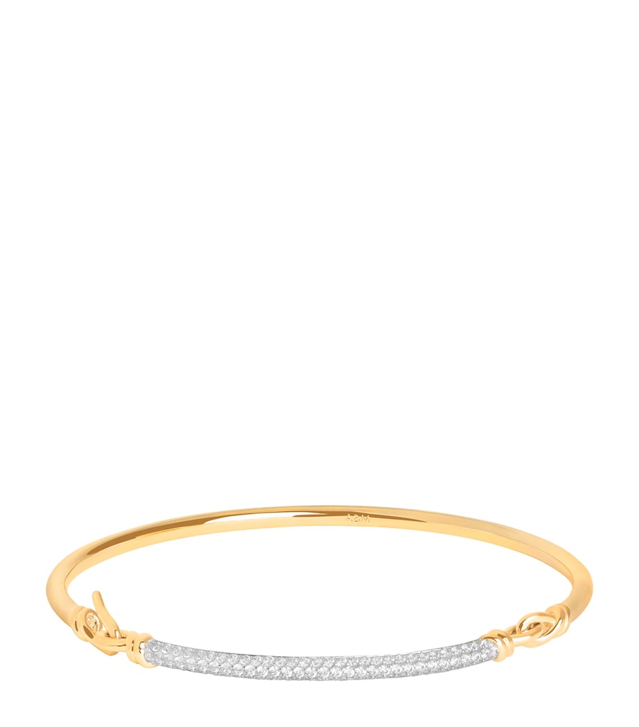 Astrid & Miyu Gold-Plated Pavé Knot Bangle Gold Image 1