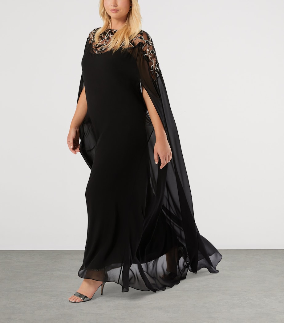 Marina Rinaldi Womens Embellished Maxi Dress and Cape Black Image 2
