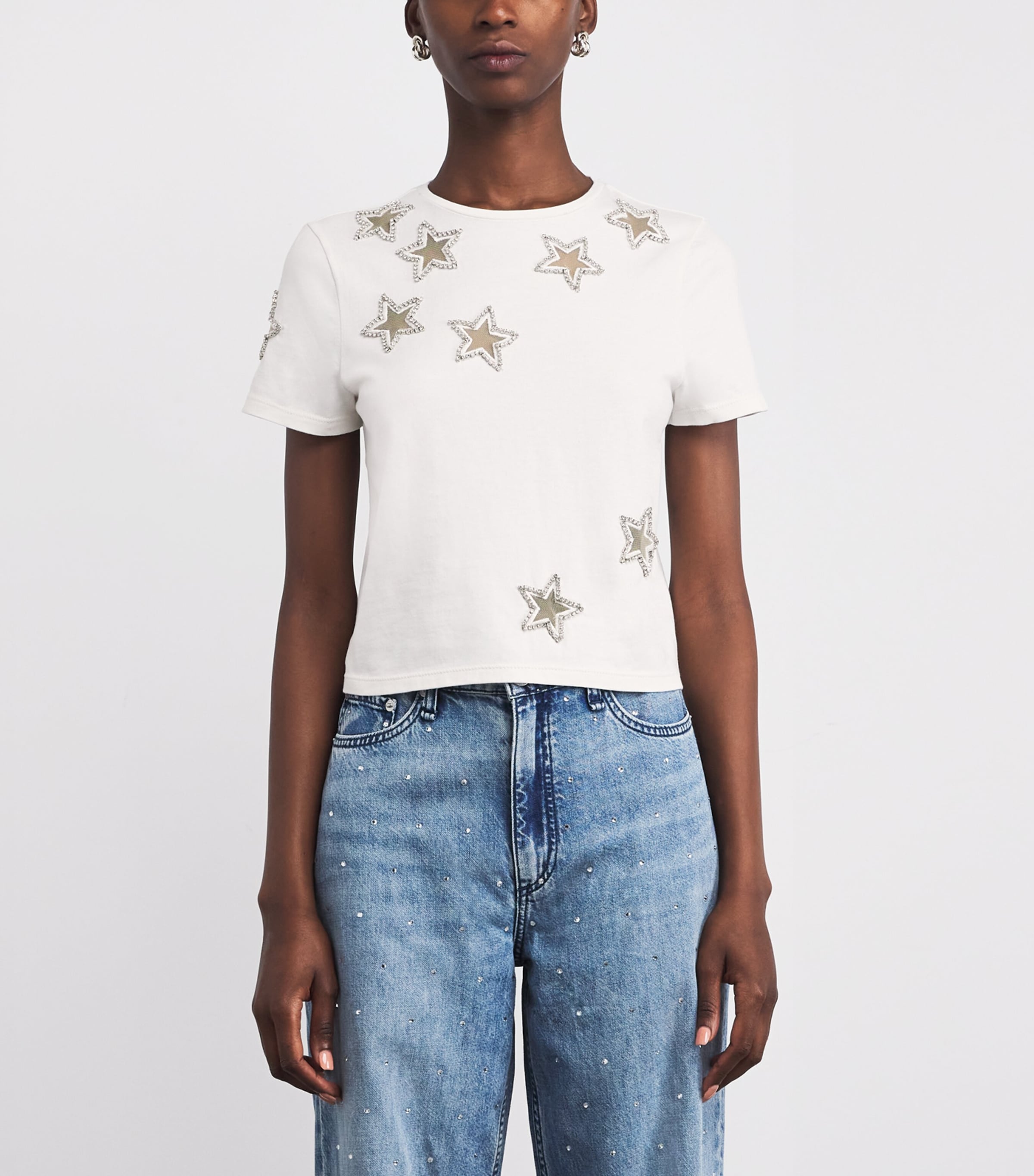 Cotton Embellished Cindy T-Shirt A127 OFF WHITE Image 3