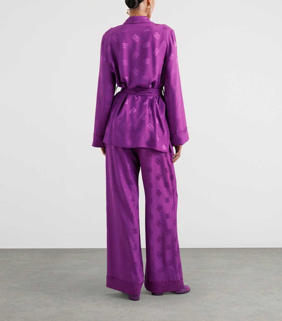 Silk Jacquard Wide-Leg Trousers F0571-PURPLE Image 3