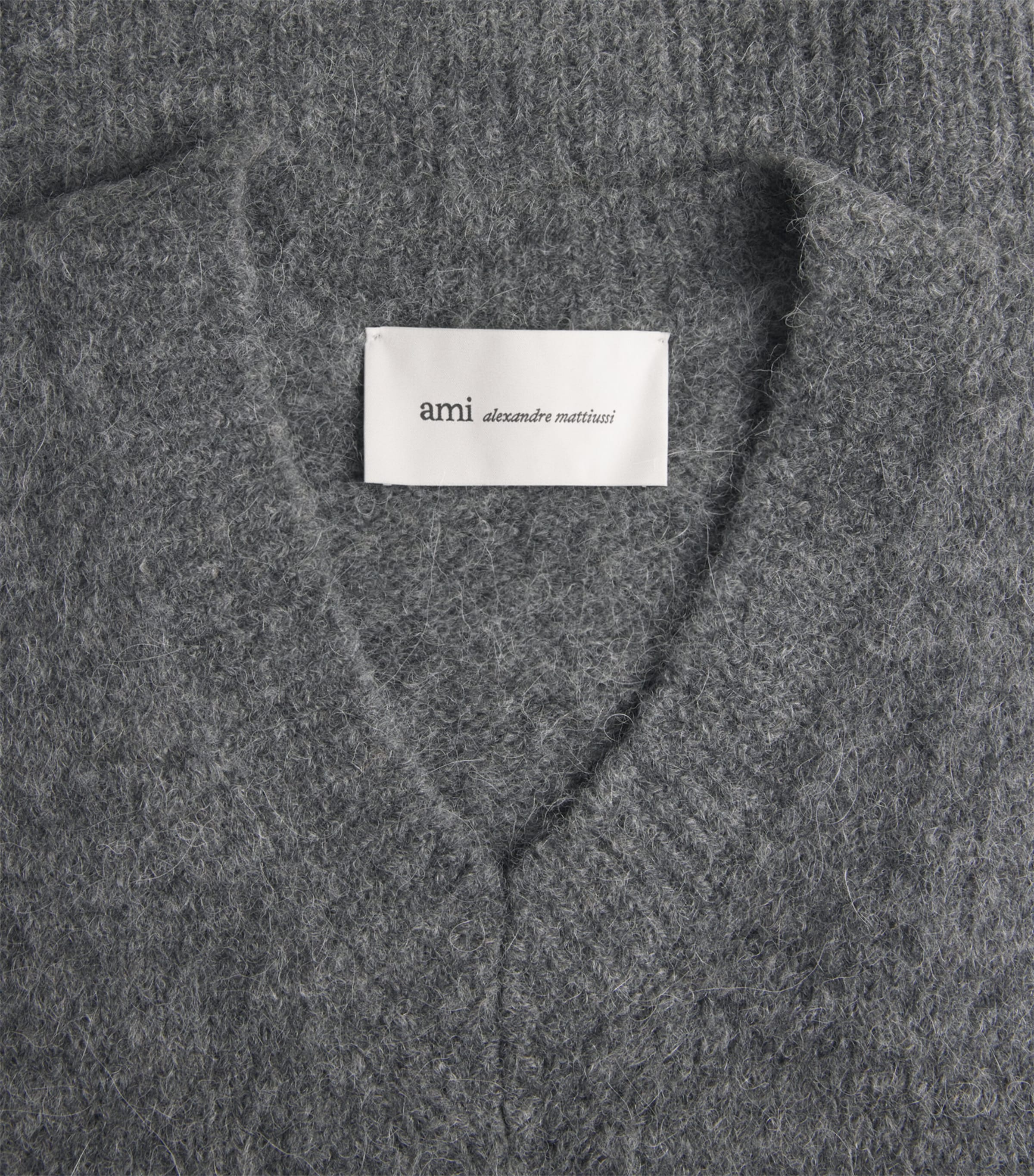 AMI Paris Womens Wool Sleeveless Sweater Gris Carbone Image 6