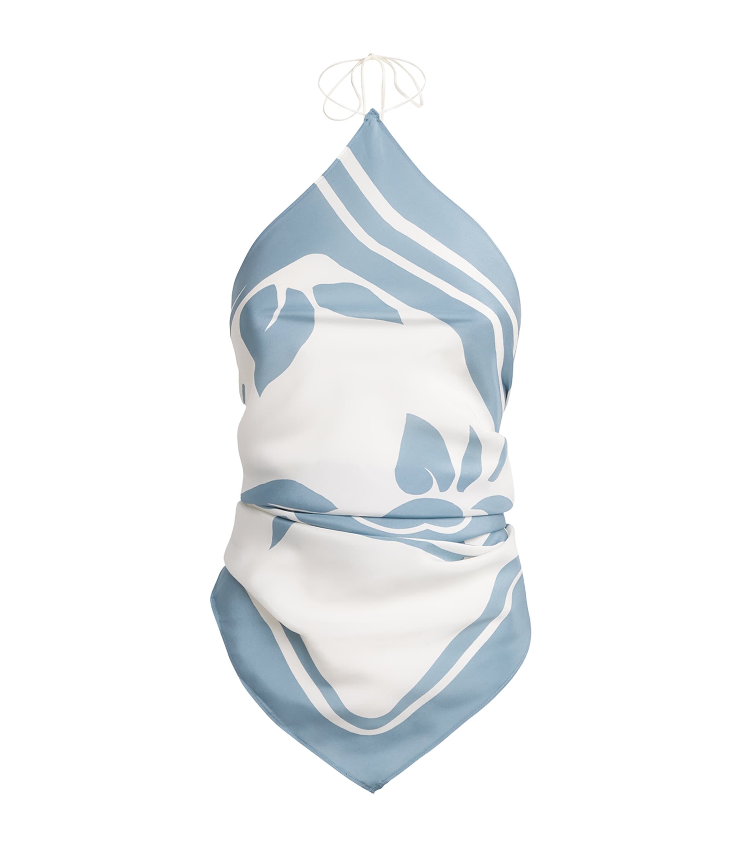 SIR. Womens Silk Halterneck Lilou Scarf Top Liora Blue Image 1