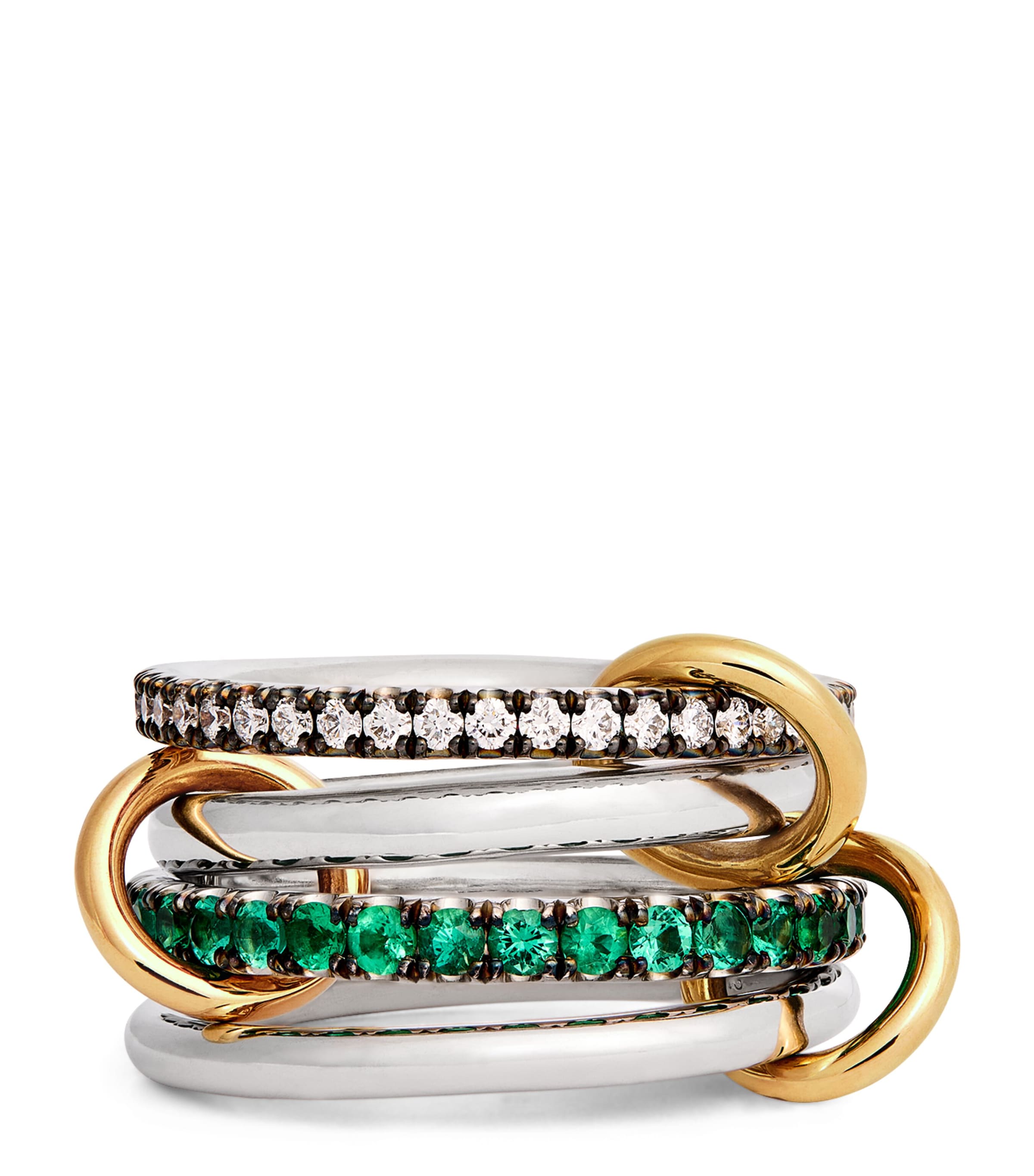 Spinelli Kilcollin Mixed Gold, Diamond And Emerald Halley Ring In Gray