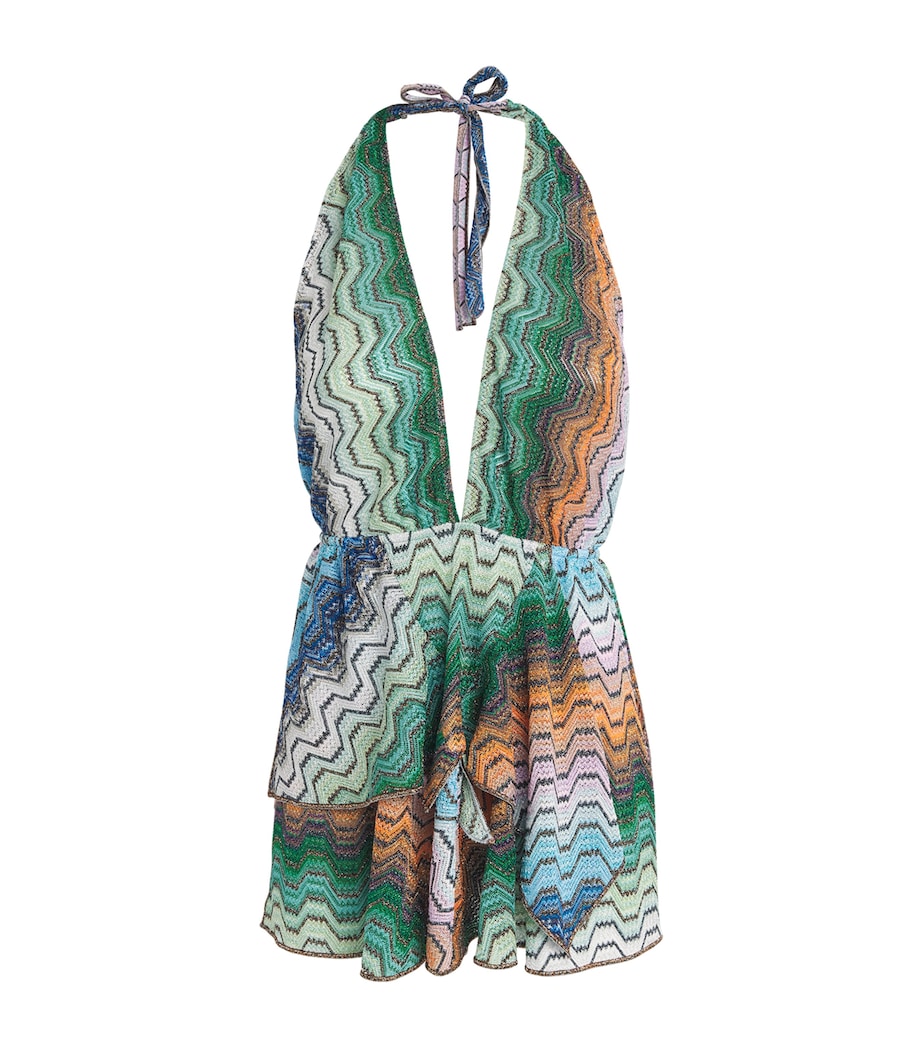Missoni Womens Metallic Chevron V-Neck Playsuit Smsnq Mlti Blk/gr/or Image 1