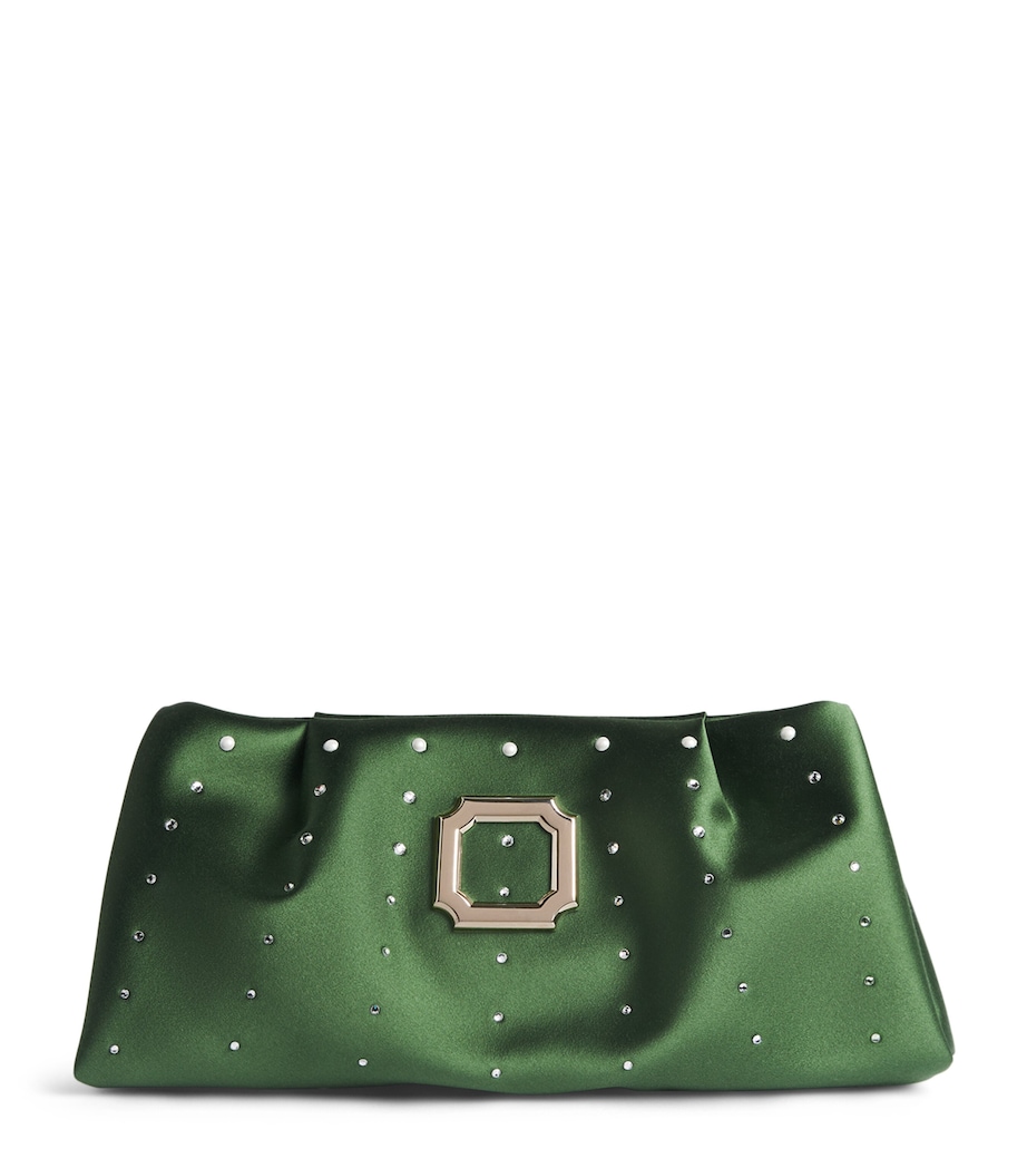 Satin Embellished Vittoria Clutch Bag HARRODS GREEN Image 1