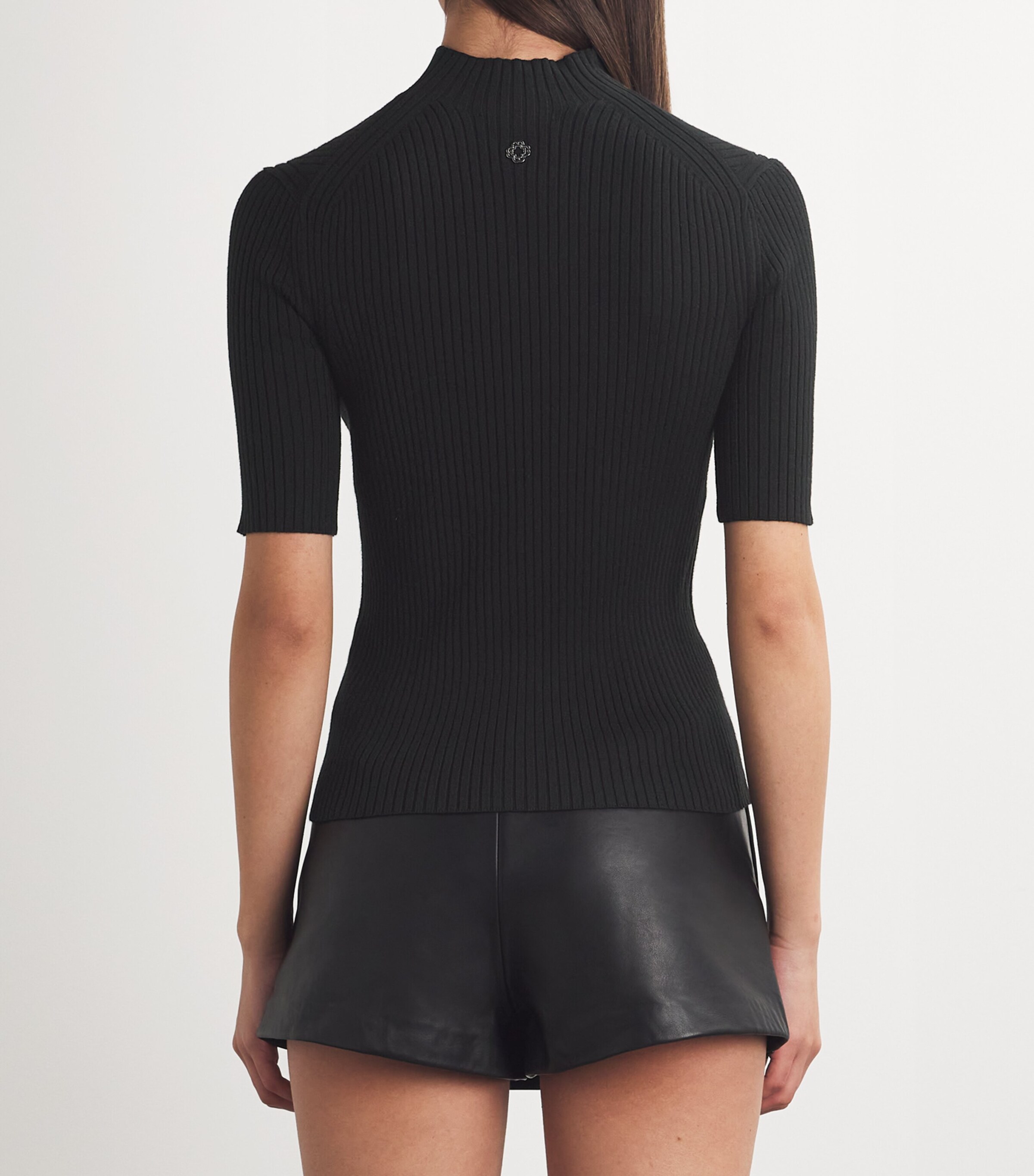 Ribbed High-Neck Top BLACK Image 4