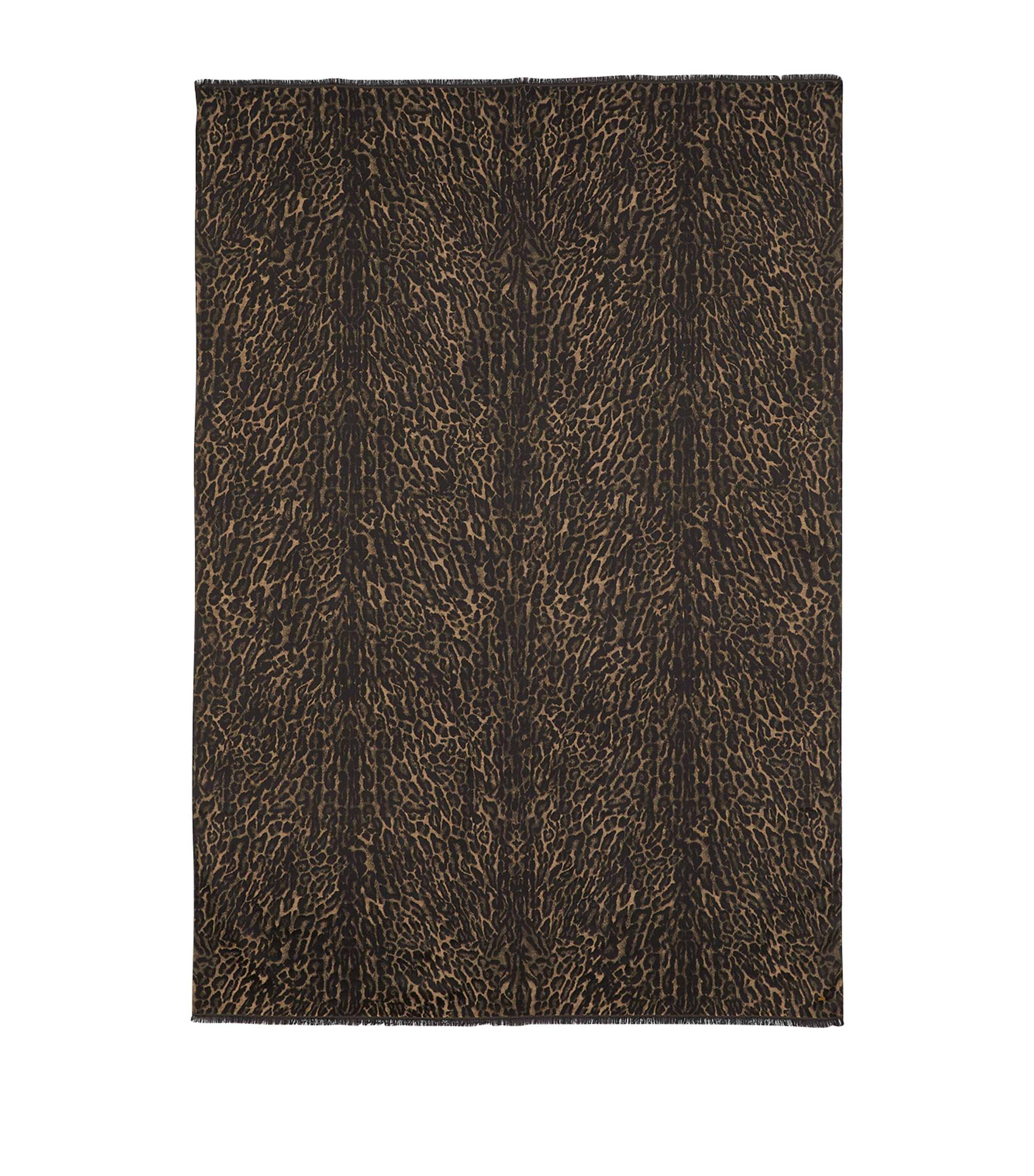 Saint Laurent Leopard Print Scarf In Brown