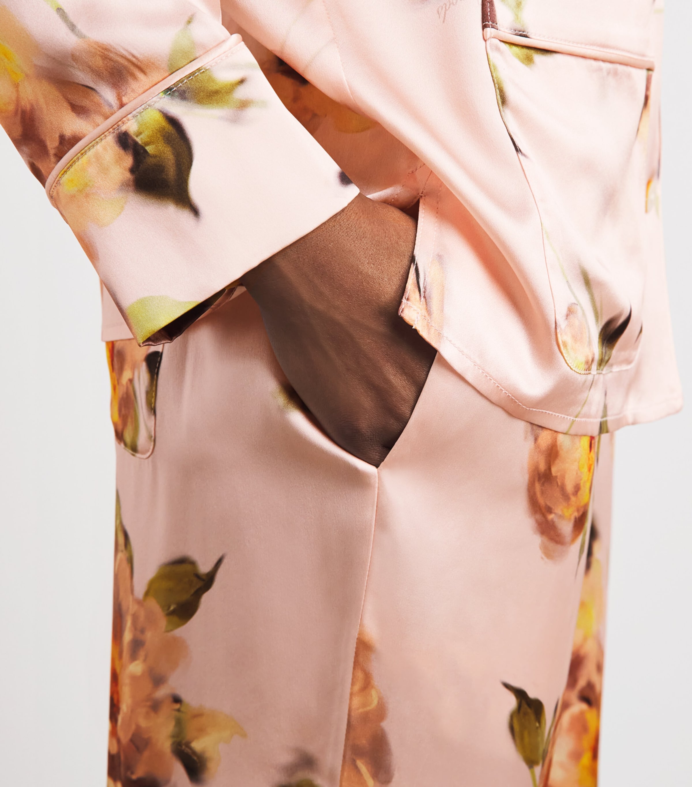 Harrods Womens Silk Midnight Rose Pyjama Set Pink Image 3