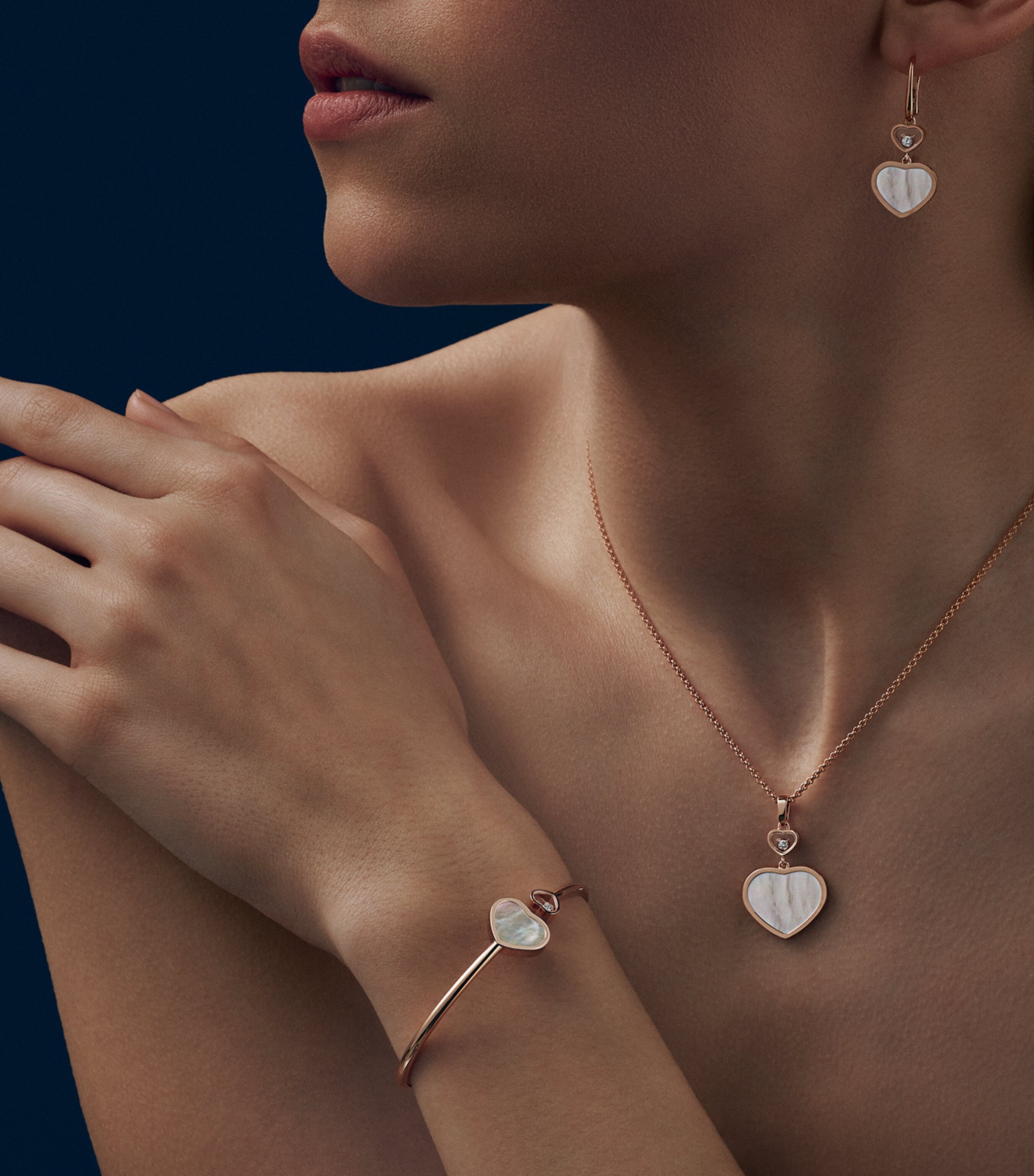 Rose Gold and Diamond Happy Hearts Drop Earrings 18K ROSE GOLD Image 3